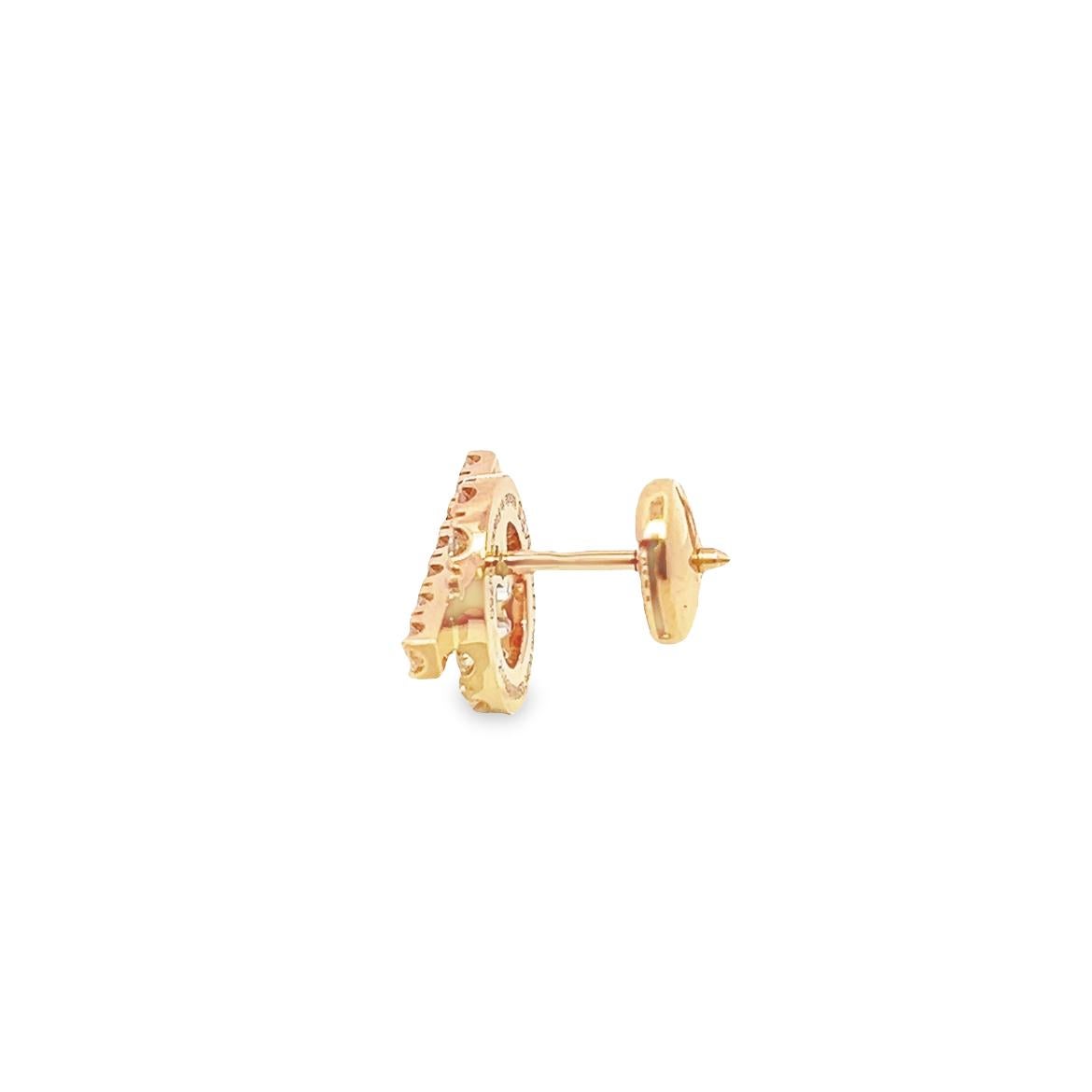 Round Cut Hermes Diamond Finesse Earrings, 18k Rose Gold For Sale