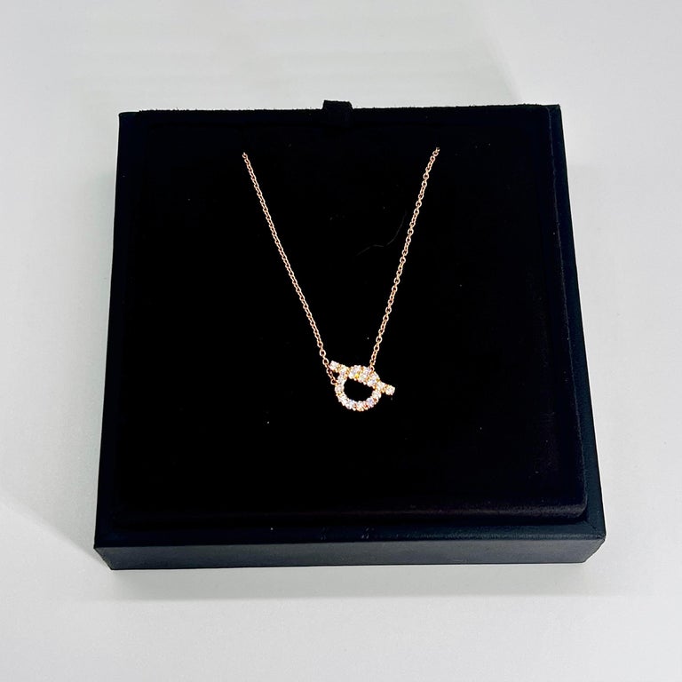 Hermès Finesse Necklace Rose Gold With Diamonds For Sale at 1stDibs