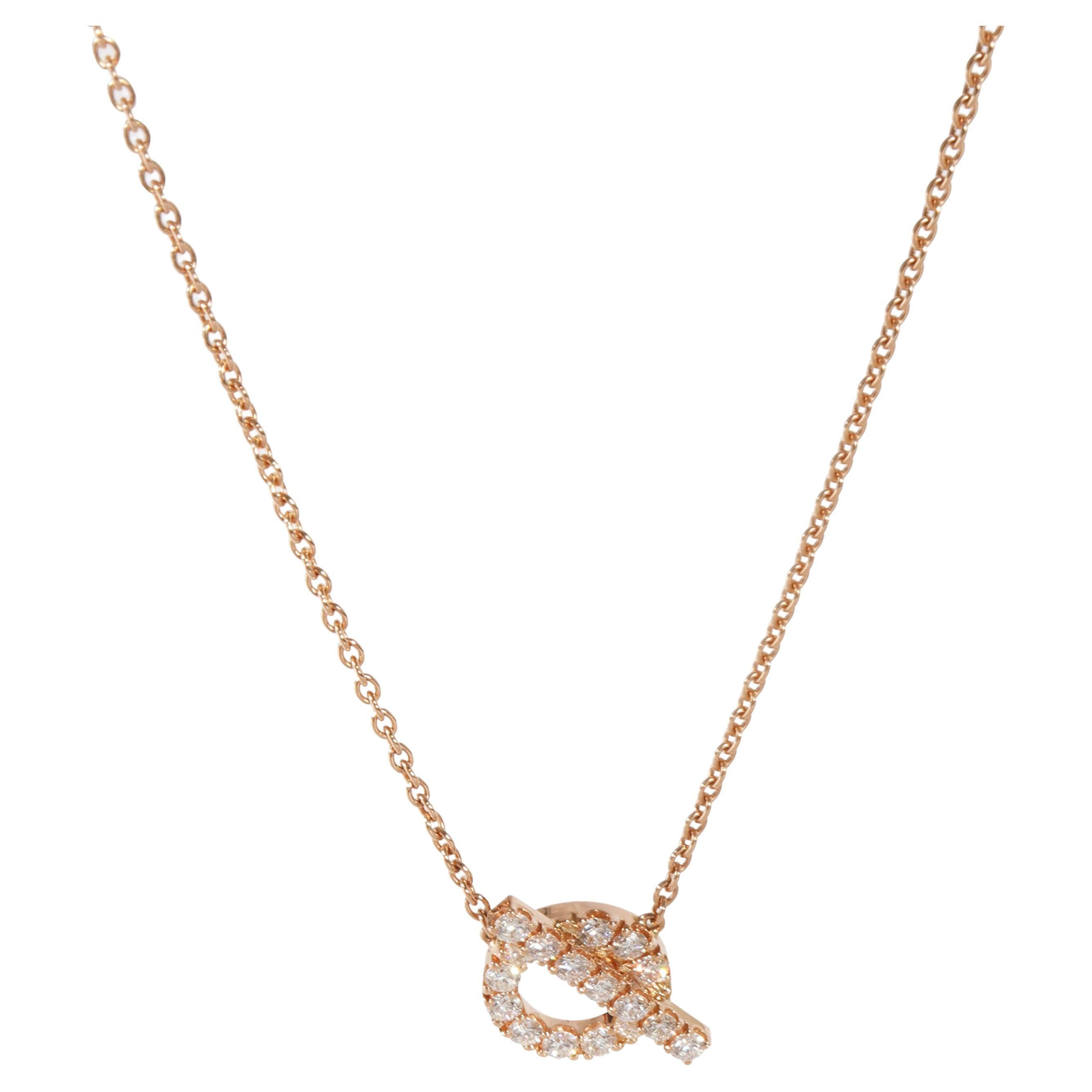 Hermès Finesse Pendant with Diamonds in 18k Rose Gold 0.46 CTW For Sale