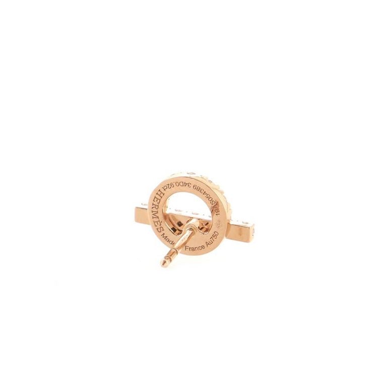 Hermes Finesse Stud Earrings 18K Rose Gold and Diamonds at 1stDibs