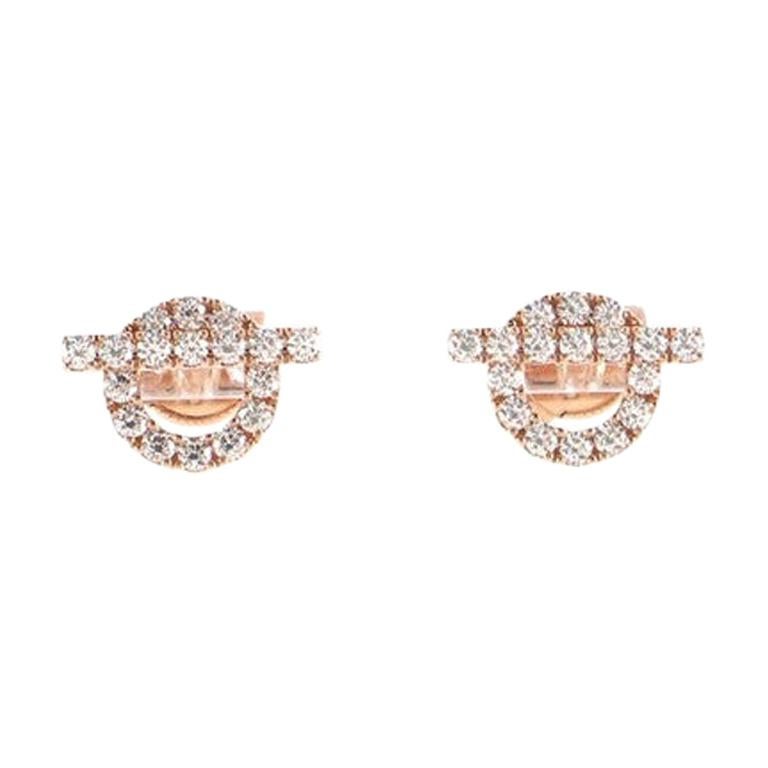 Hermes Finesse Stud Earrings 18K Rose Gold and Diamonds