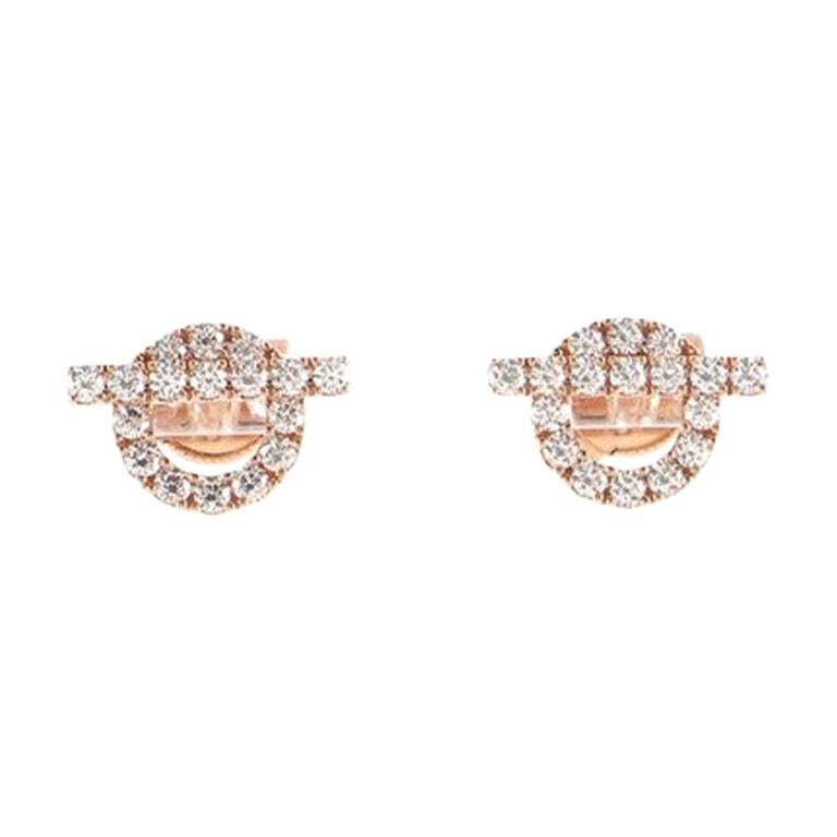 Hermes Finesse Stud Earrings 18K Rose Gold and Diamonds at 1stDibs
