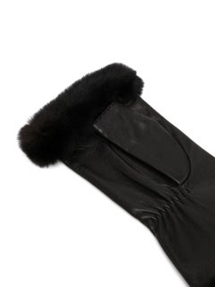 Hermes fingerless black leather gloves