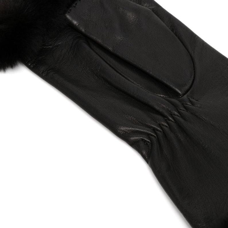 Black Hermes fingerless black leather gloves  For Sale