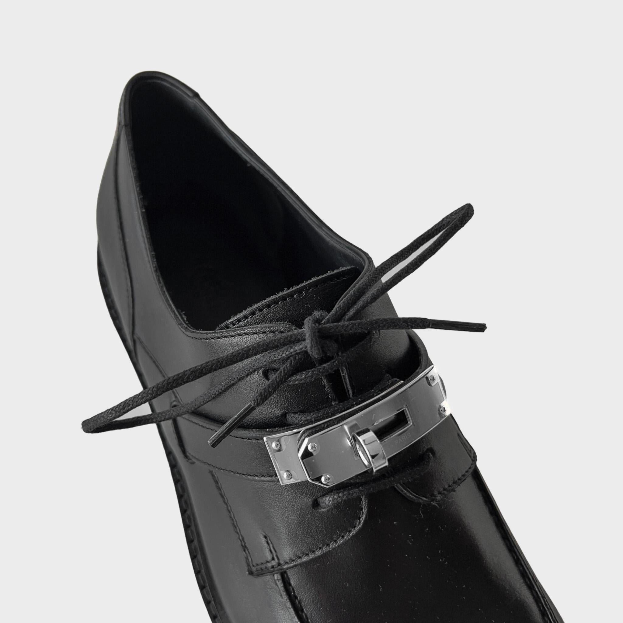 Hermes First Derby Shoe, In Noir, Black, Men's Size 43 EU In New Condition In London, GB