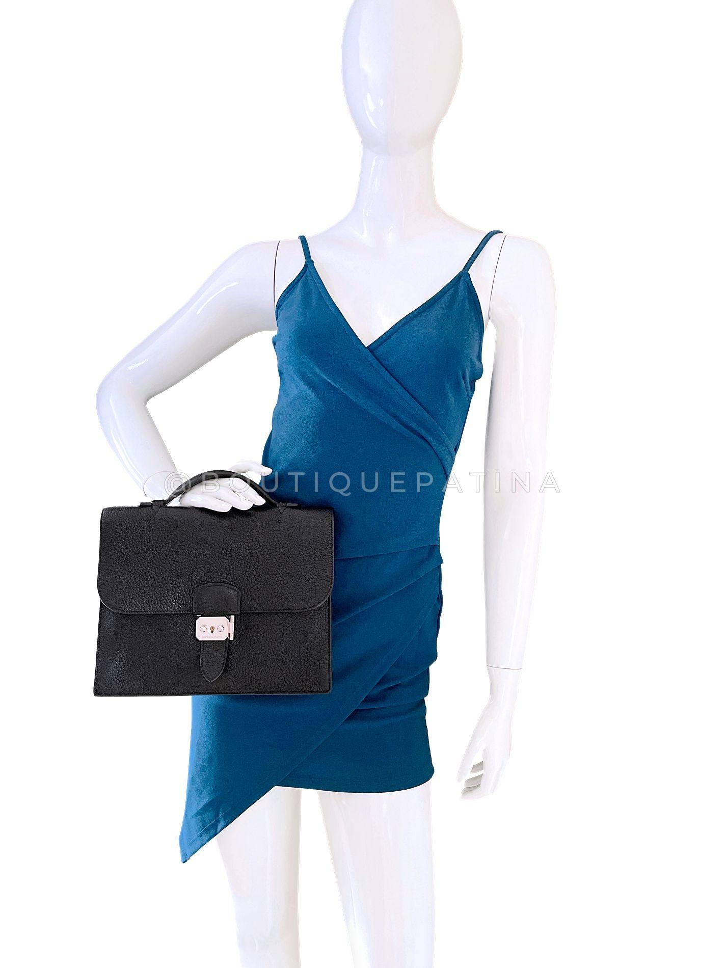 Hermès Fjord Sac a Depeche Mini Briefcase Bag 27 PHW 68802 en vente 9