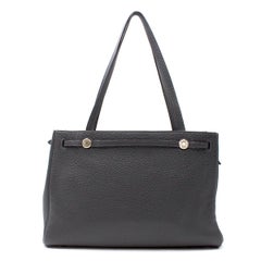 Hermes Fjord Vert Gris Cabana-Einkaufstasche aus Leder