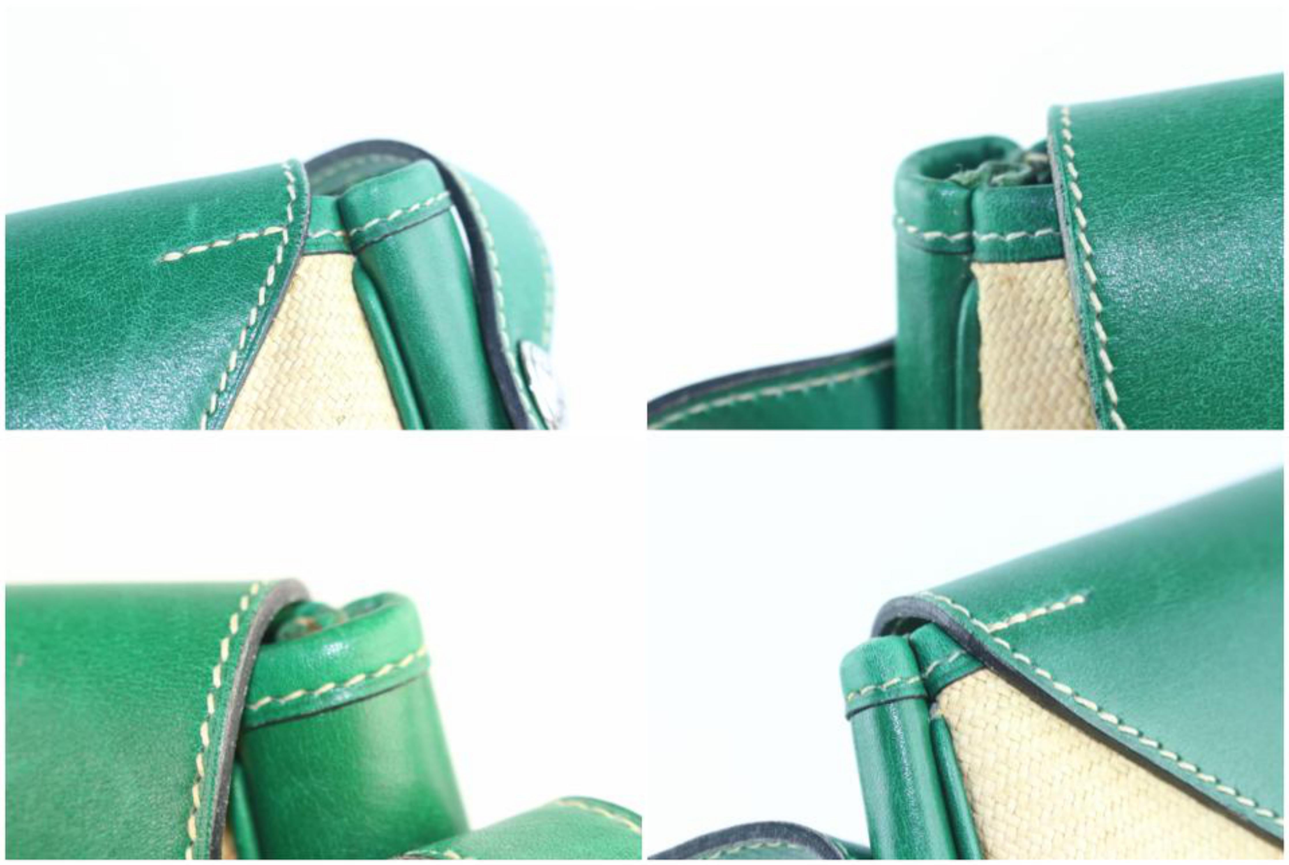 Hermès Flap Bicolor 226864 Green Straw Cross Body Bag For Sale 4