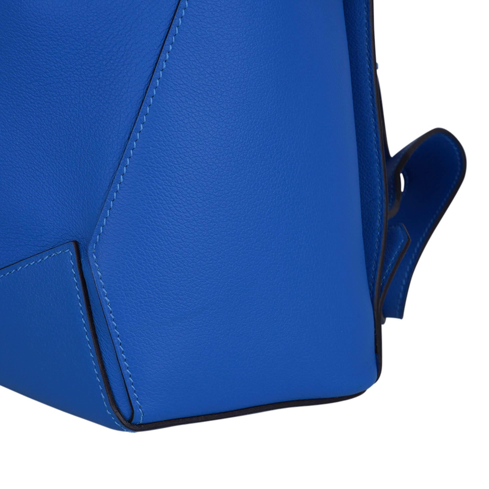 Hermes Flash Sailor Backpack Blau Hydra Evercolor Leder Palladium Hardware im Angebot 8