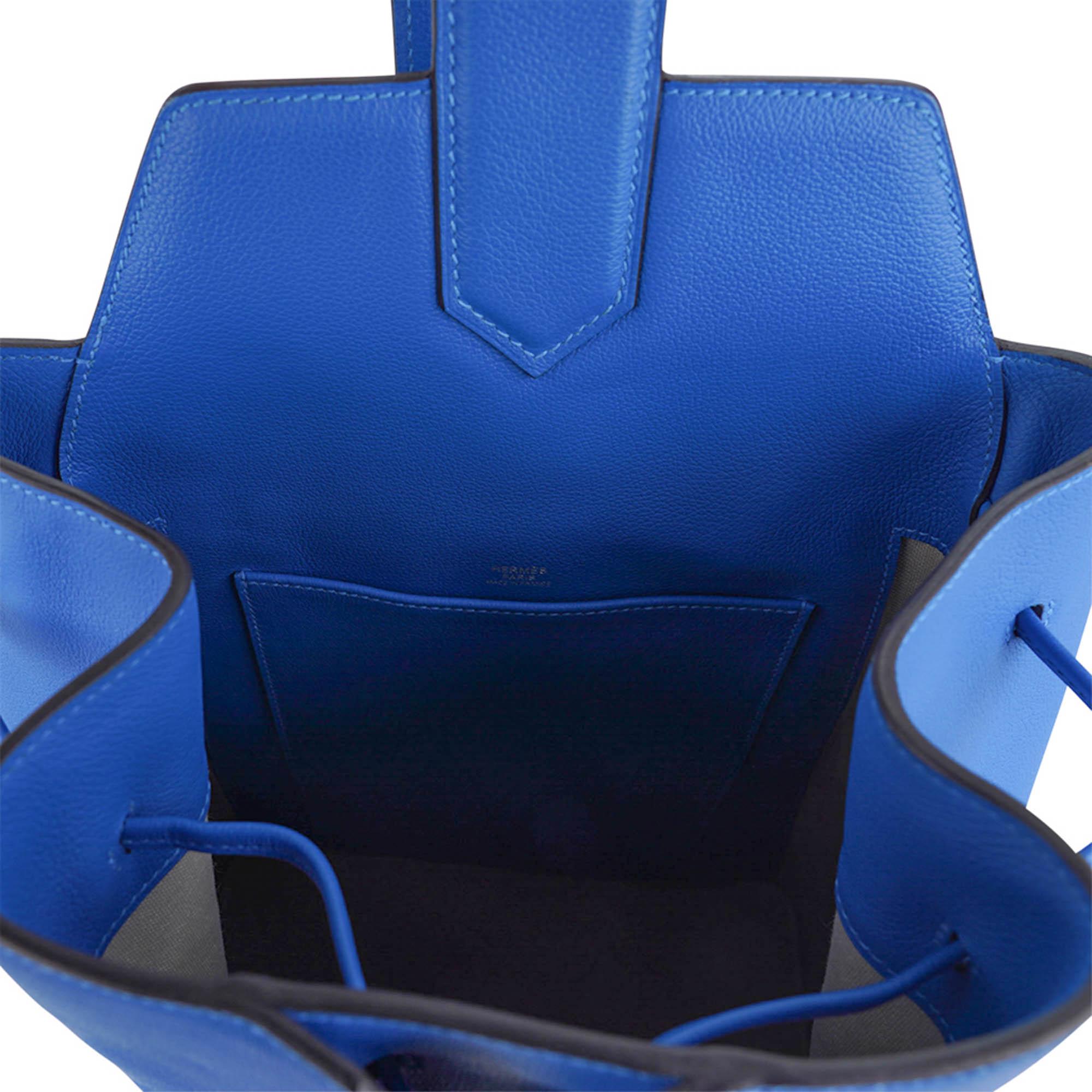 Hermes Flash Sailor Backpack Blue Hydra Evercolor Leather Palladium Hardware For Sale 9