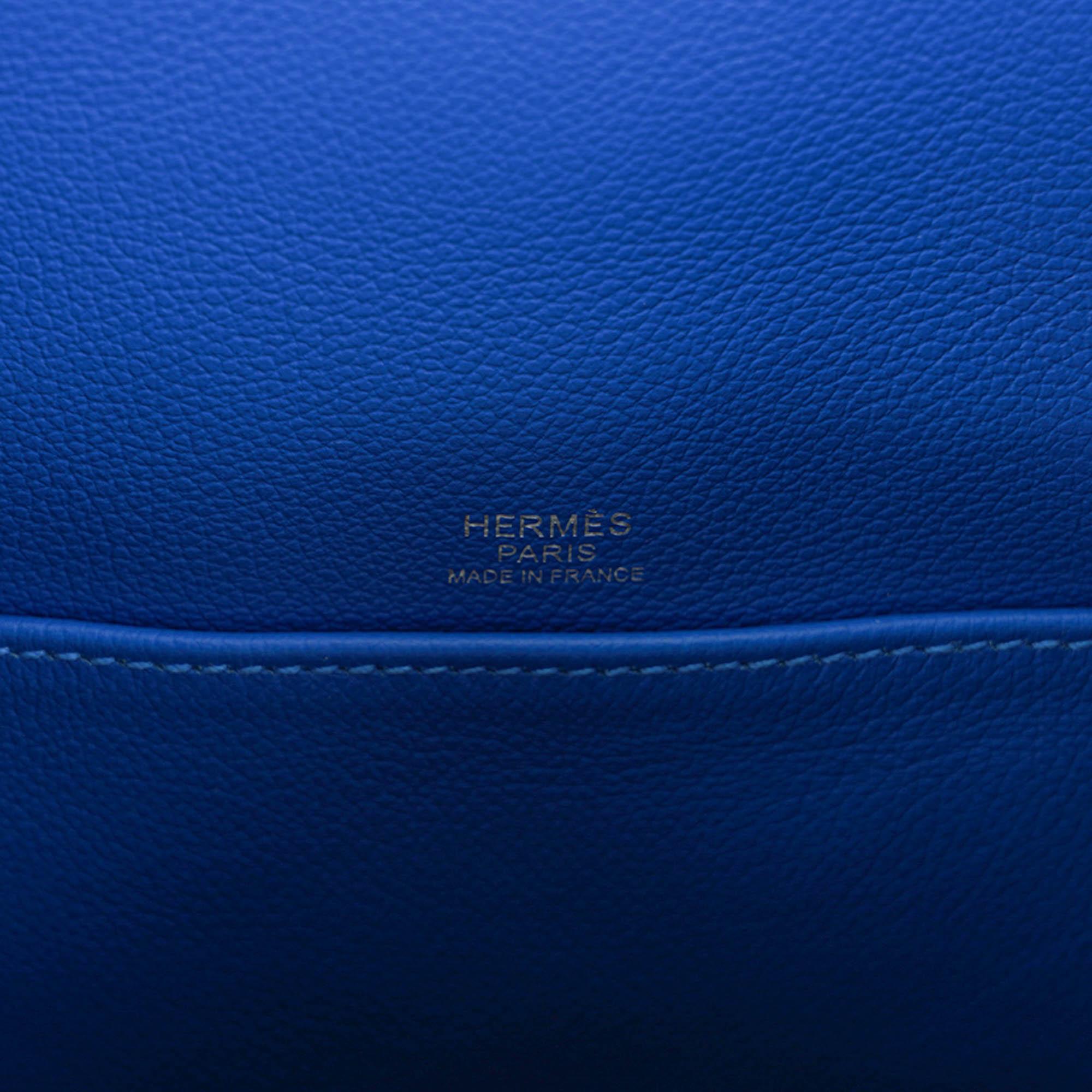 Hermes Flash Sailor Backpack Blue Hydra Evercolor Leather Palladium Hardware For Sale 10