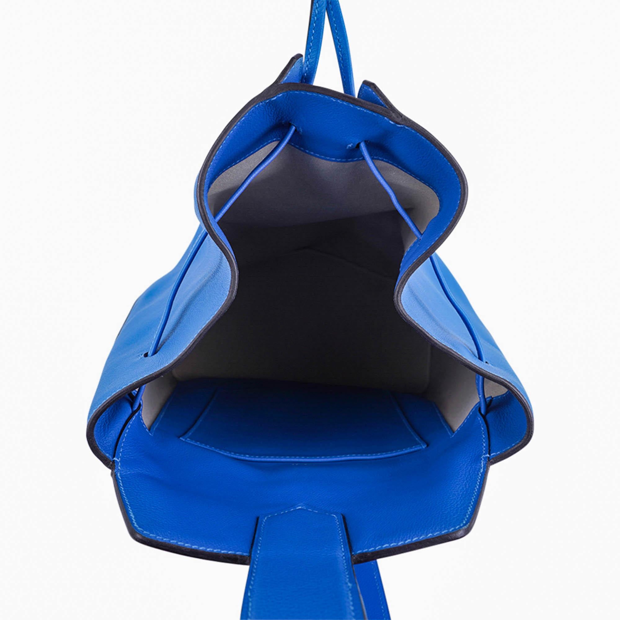Hermes Flash Sailor Backpack Blau Hydra Evercolor Leder Palladium Hardware im Angebot 13