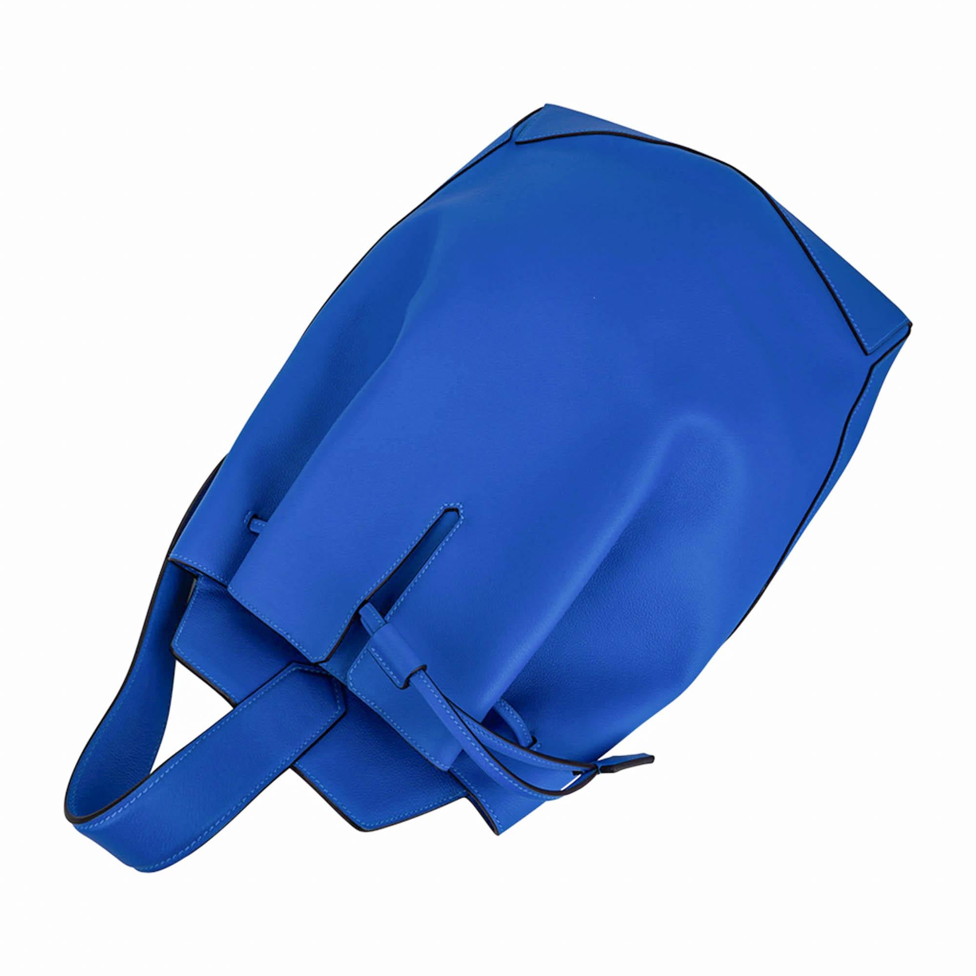 Hermes Flash Sailor Backpack Blue Hydra Evercolor Leather Palladium Hardware For Sale 1