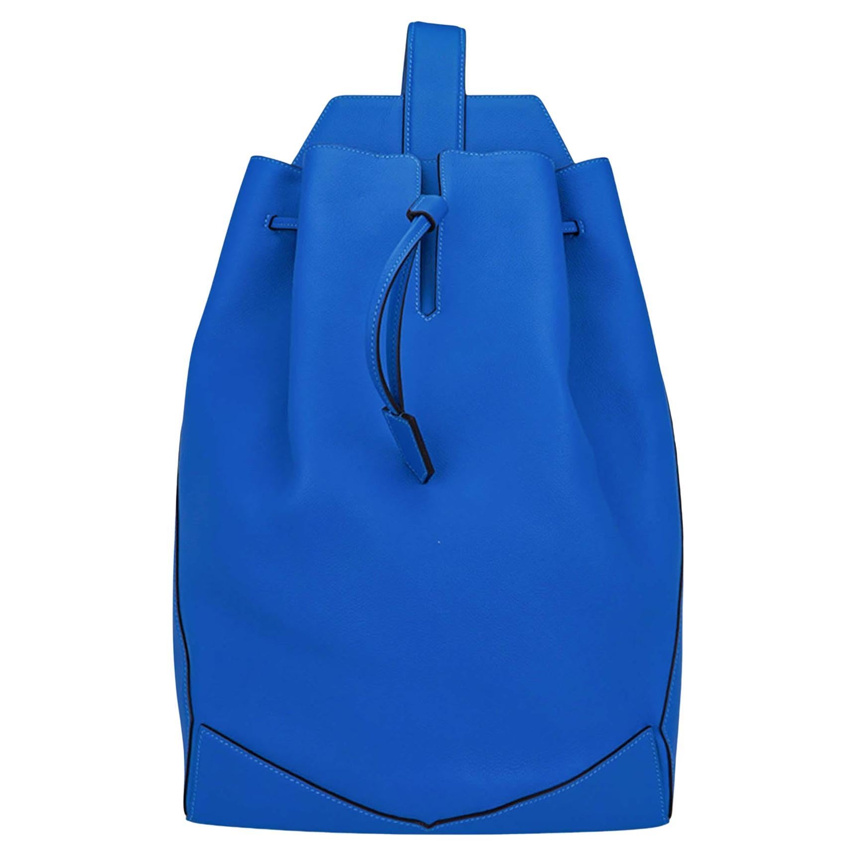 Hermes Flash Sailor Backpack Blue Hydra Evercolor Leather Palladium Hardware For Sale