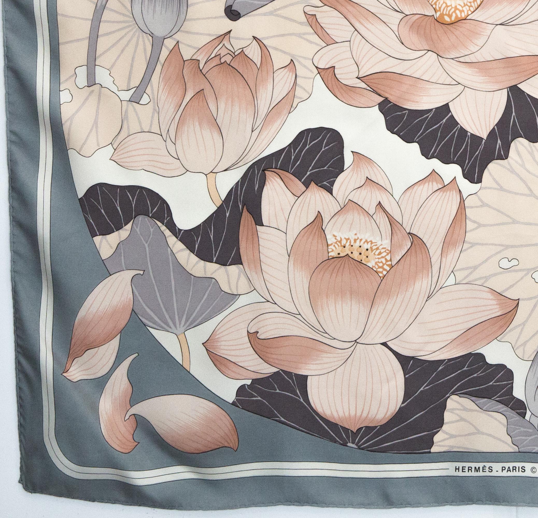 Women's or Men's Hermes Fleur De Lotus by C Vauzelles Silk Scarf