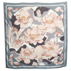 Hermes Fleur De Lotus by C Vauzelles Silk Scarf