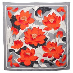 Hermes Fleurs de Lotus by Christiane Vauzelle Silk Scarf