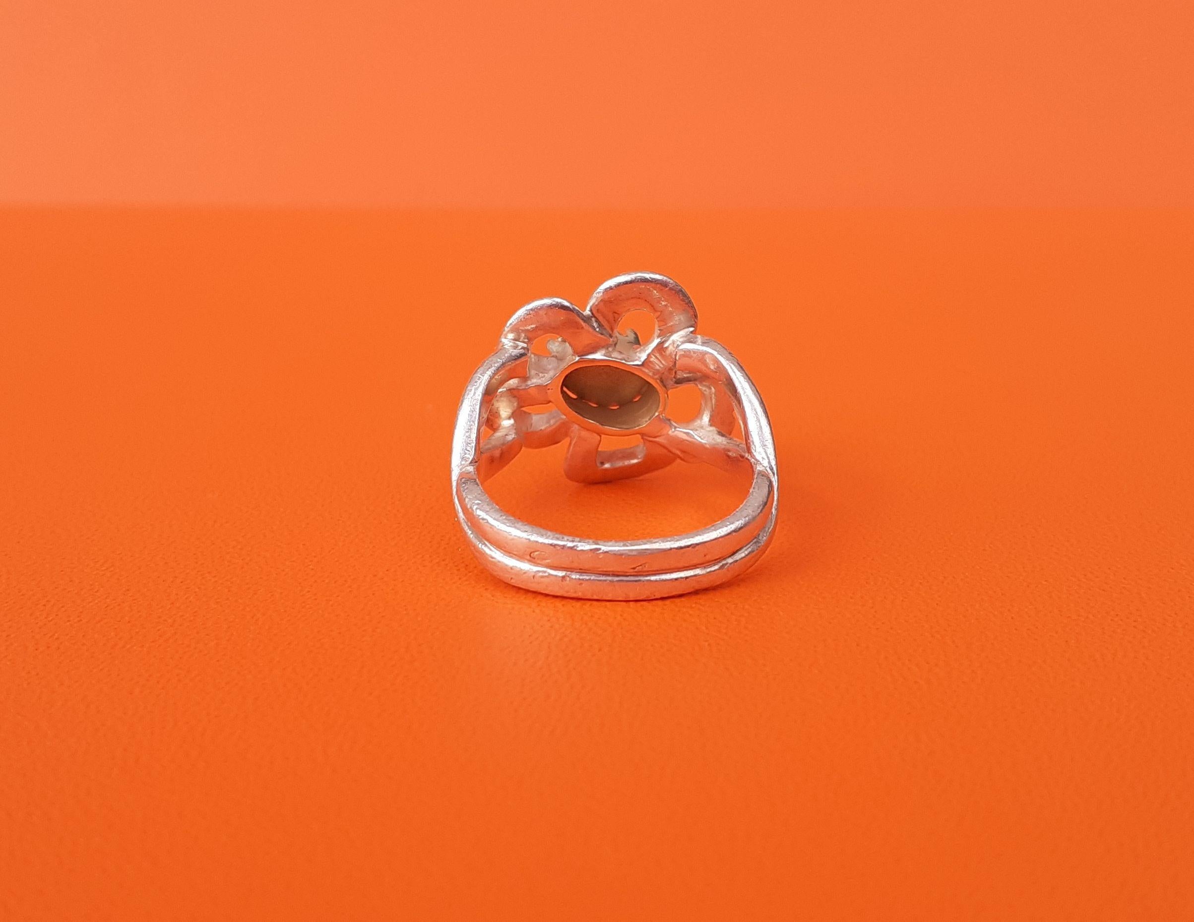 Hermès Blumenförmiger Ring Silber und Gold Größe 7 / 53 Veränderbar im Angebot 1
