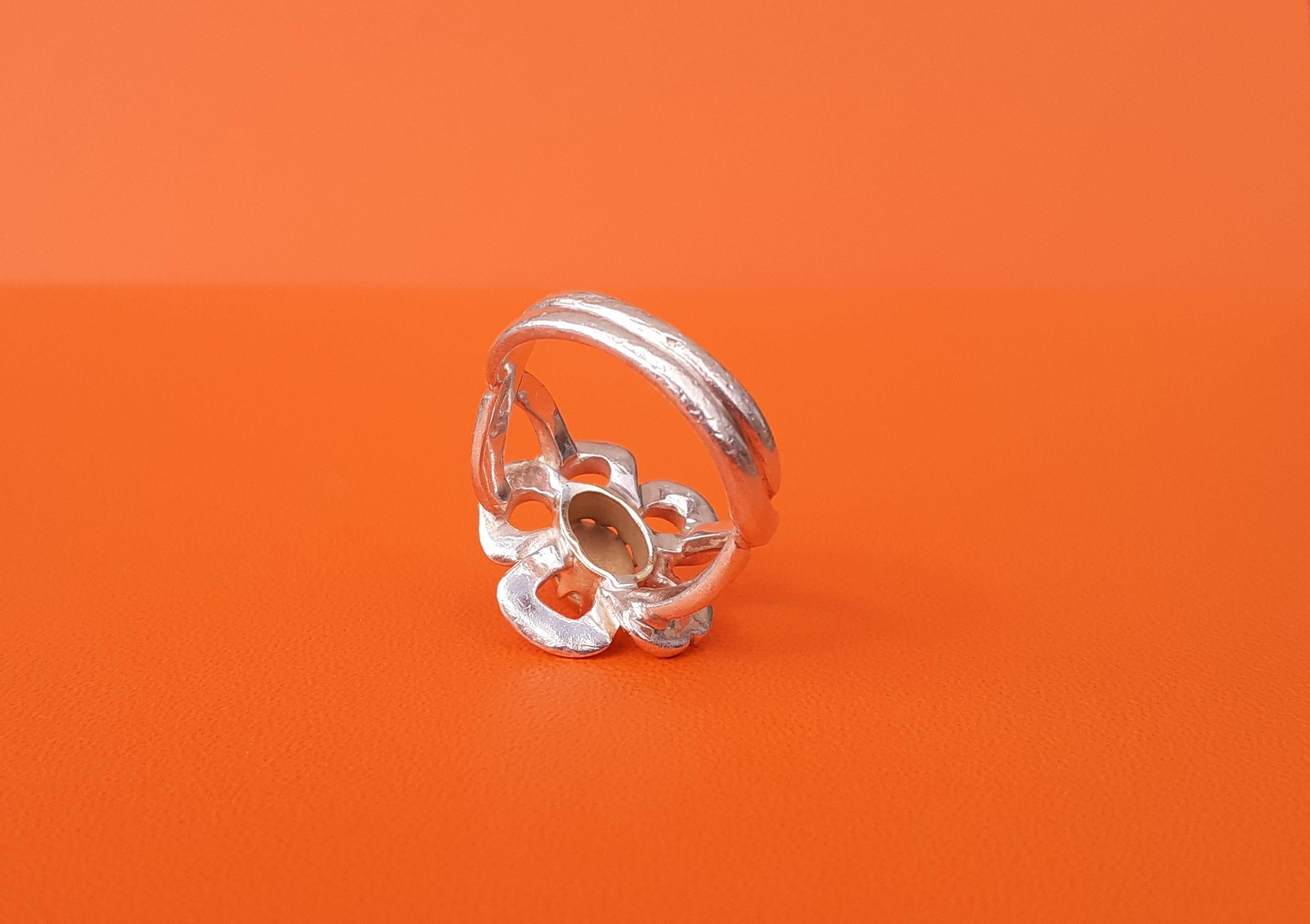 Hermès Blumenförmiger Ring Silber und Gold Größe 7 / 53 Veränderbar im Angebot 2