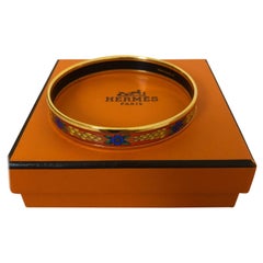 Vintage Hermes Flowers and Sheafs Enamel and Gold Bangle (B-1997) PM 65 w/box