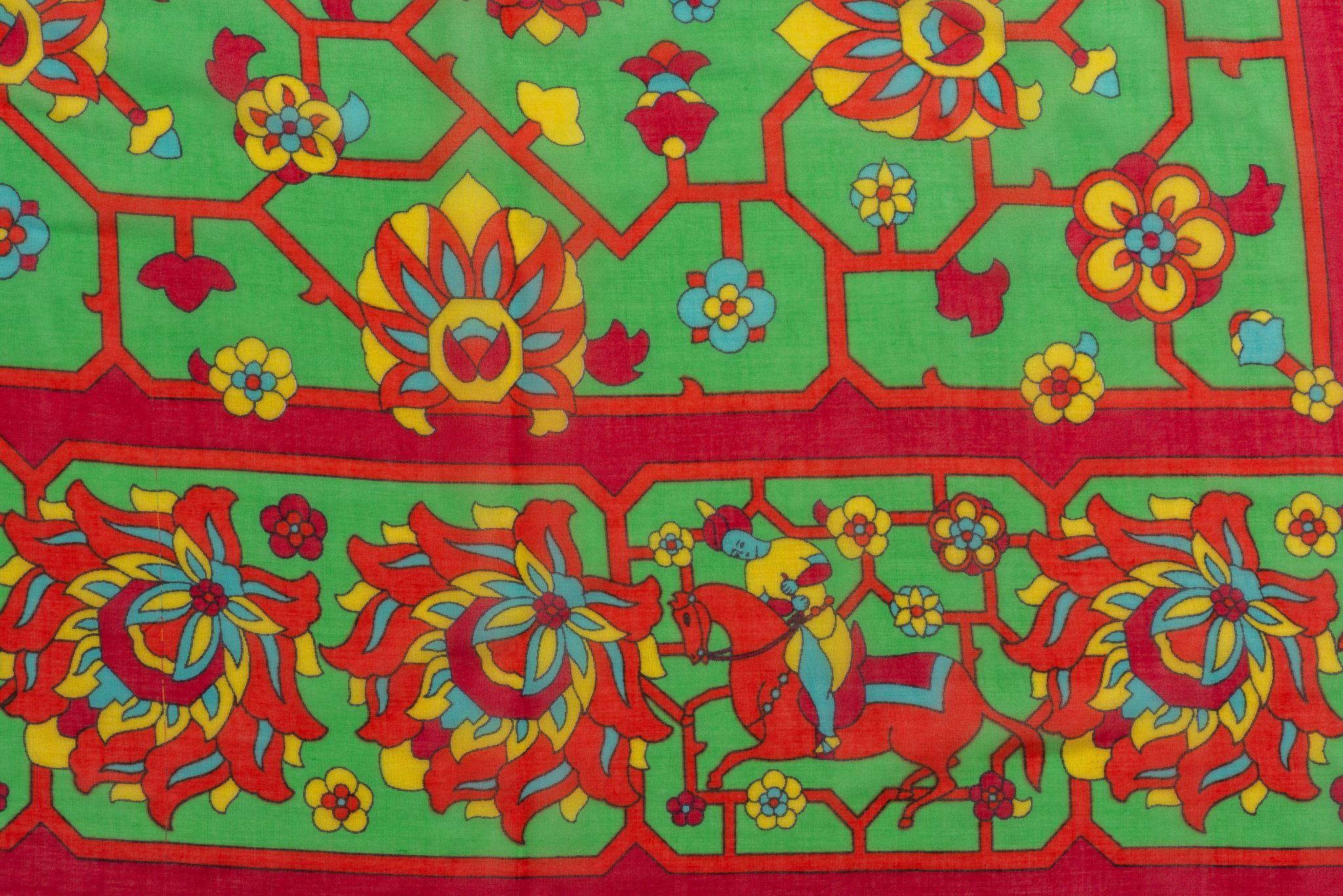 Brown Hermès Flowers Beach Cotton Sarong For Sale