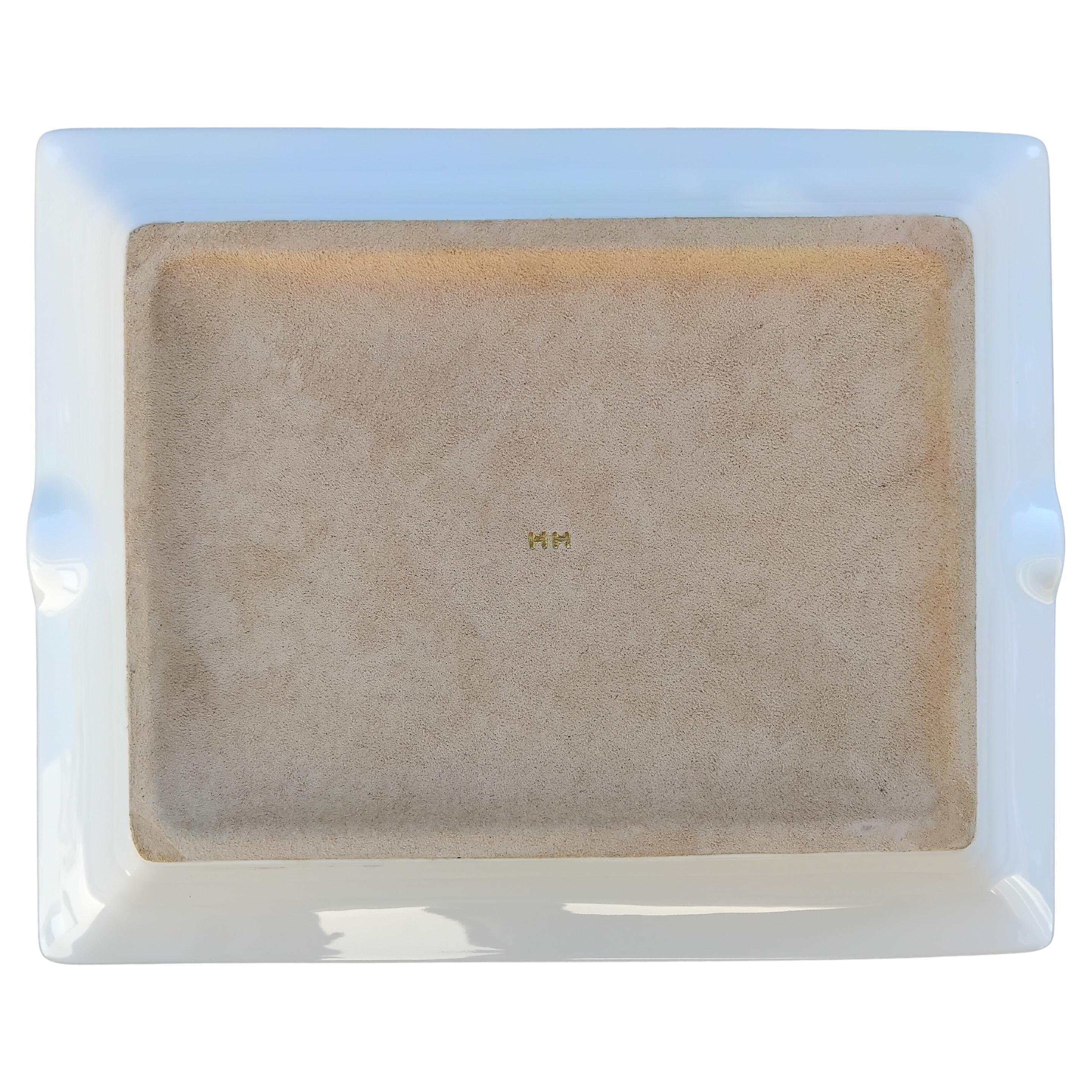 Hermès Flowers Seashells Print Ashtray Change Tray Porcelain Gold For Sale 14