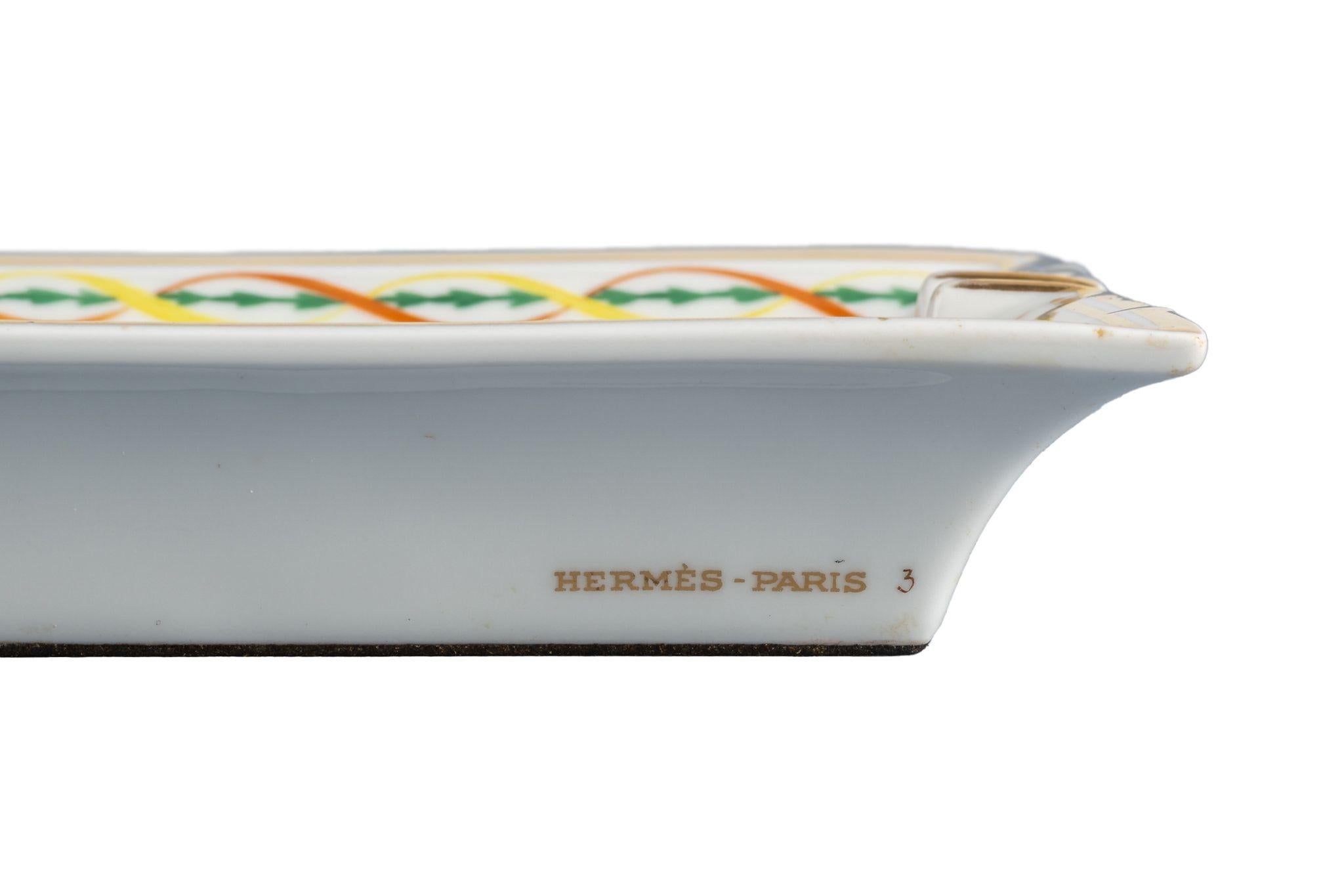 Gray Hermes Flying Fish Porcelain Ashtray For Sale