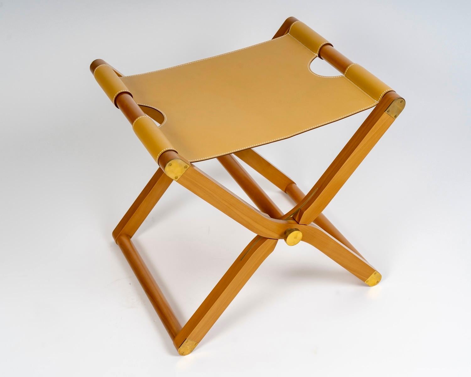 Hermès - Sillón Plegable Y Taburete Plegable Pippa Piel Y Madera en venta 4