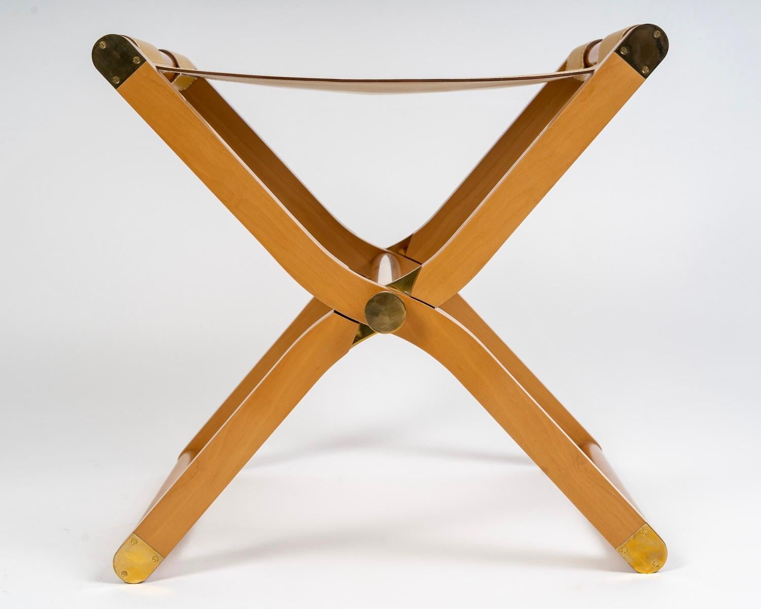 Hermès - Sillón Plegable Y Taburete Plegable Pippa Piel Y Madera en venta 5