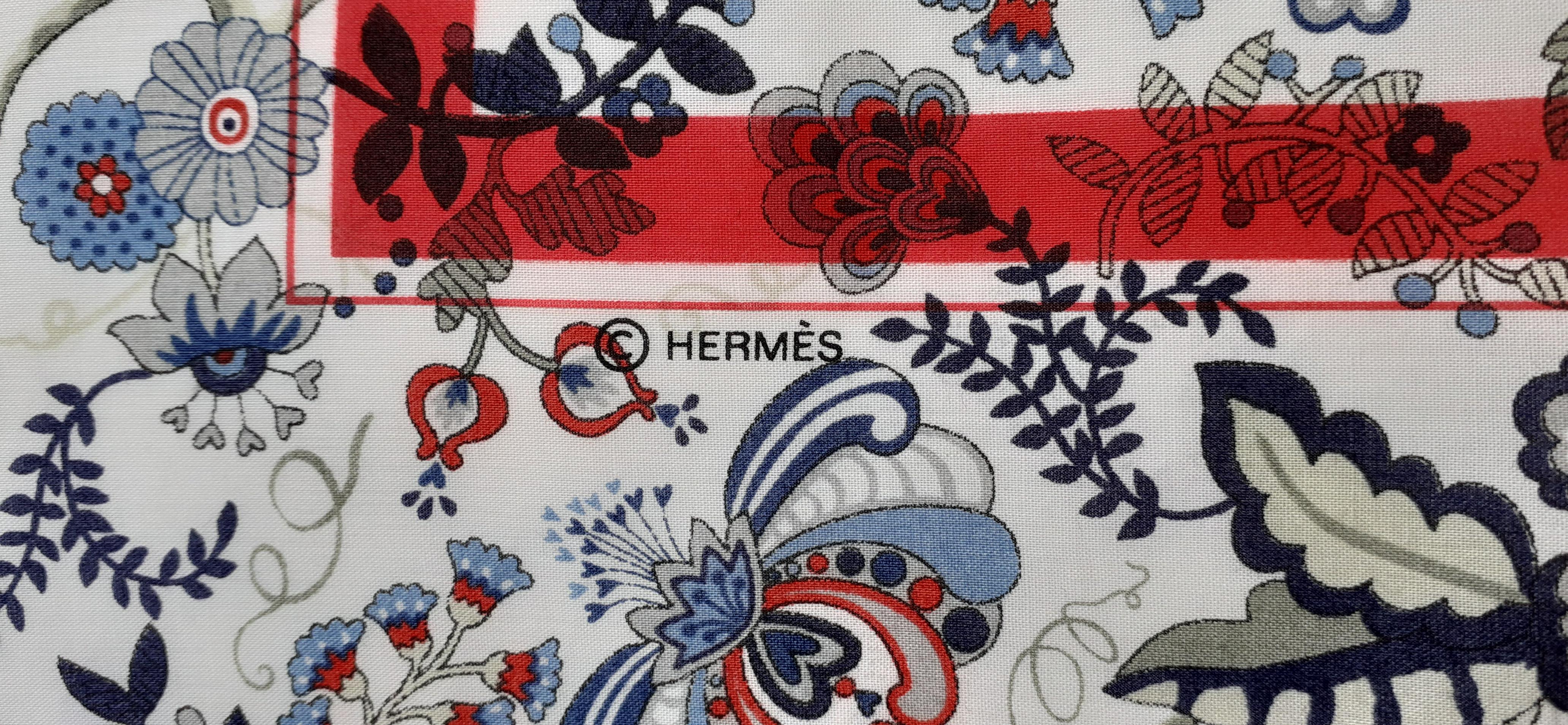 Hermès For Liberty Cotton Scarf Ex Libris and Flowers 26' Limited Edition 5
