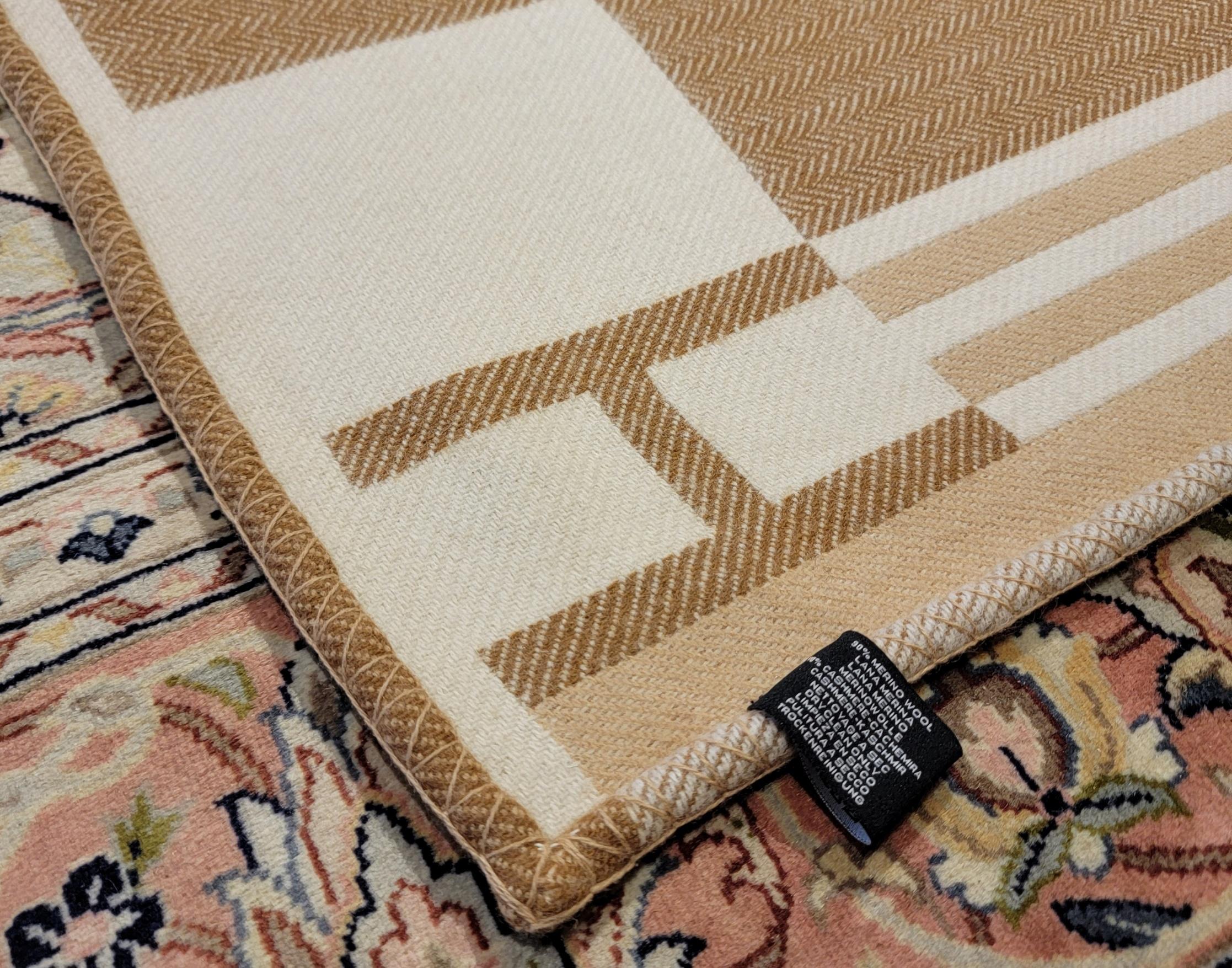 Wool Hermes Vibration Throw Blanket and pillows  For Sale