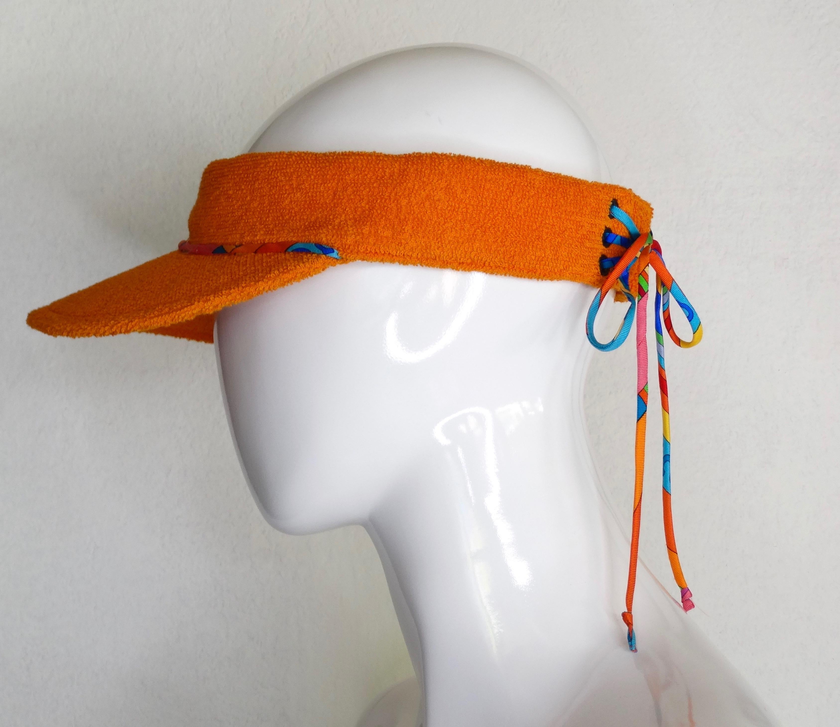 Beige  Hermès Casquette Oasis Orange Sun Visor Hat 
