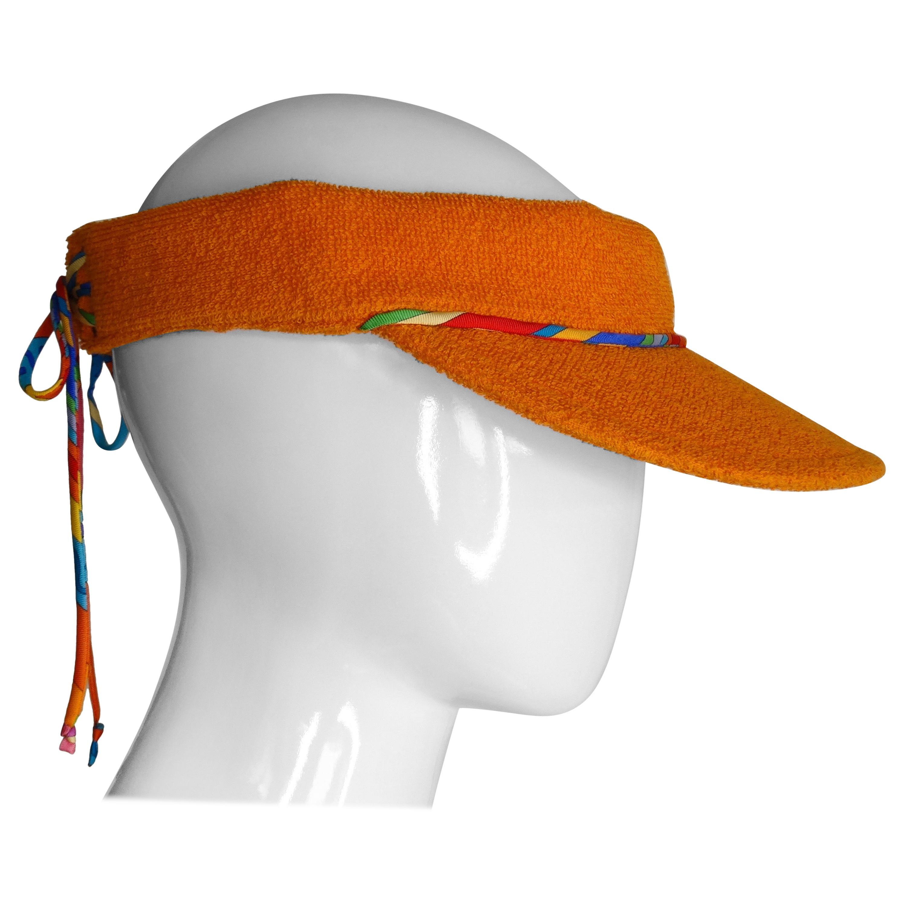  Hermès Casquette Oasis Orange Sun Visor Hat 
