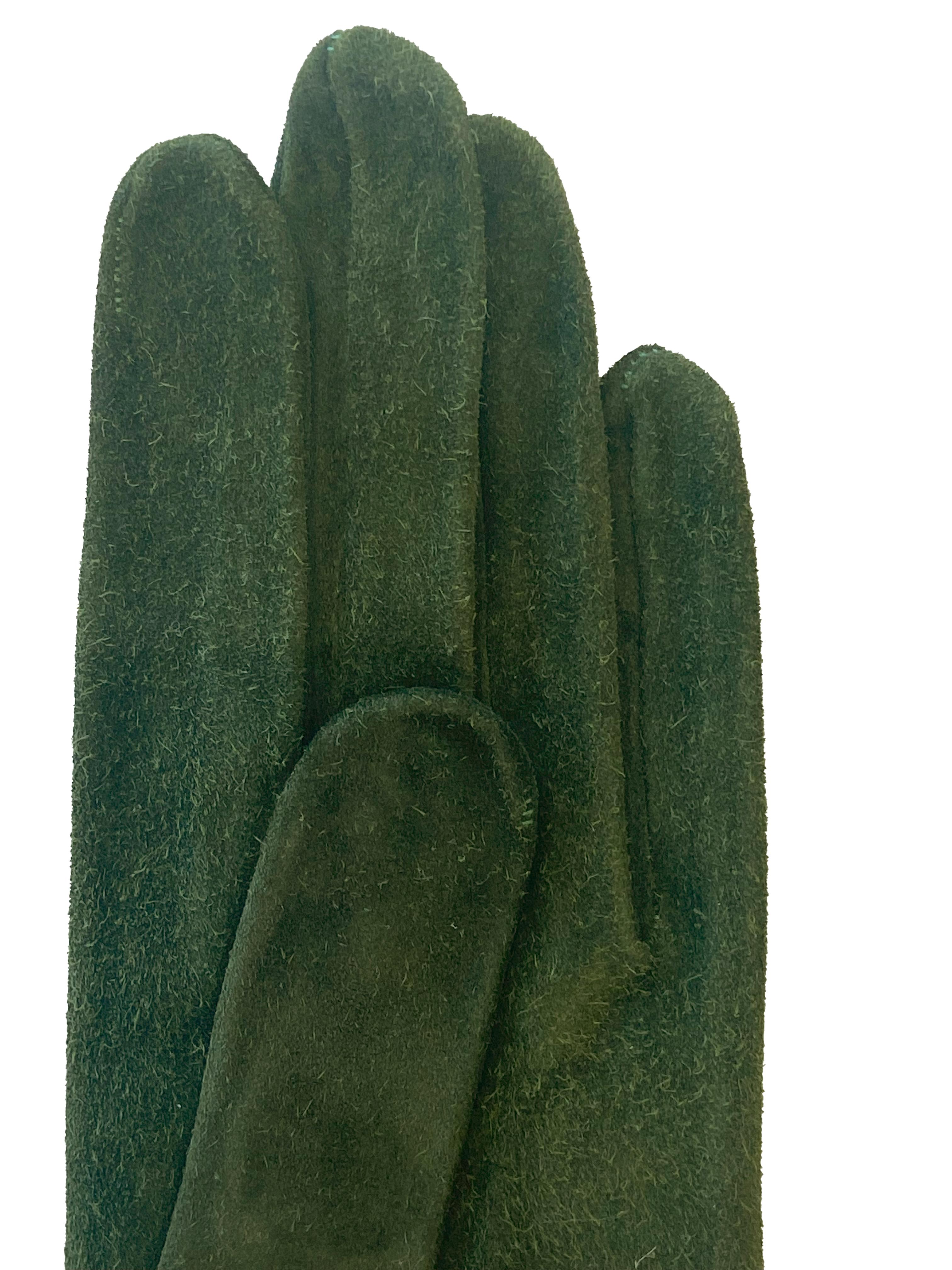 Hermes Forest Green Suede Gloves with Gold Chains & Tassels 7 1/2 Unworn 1