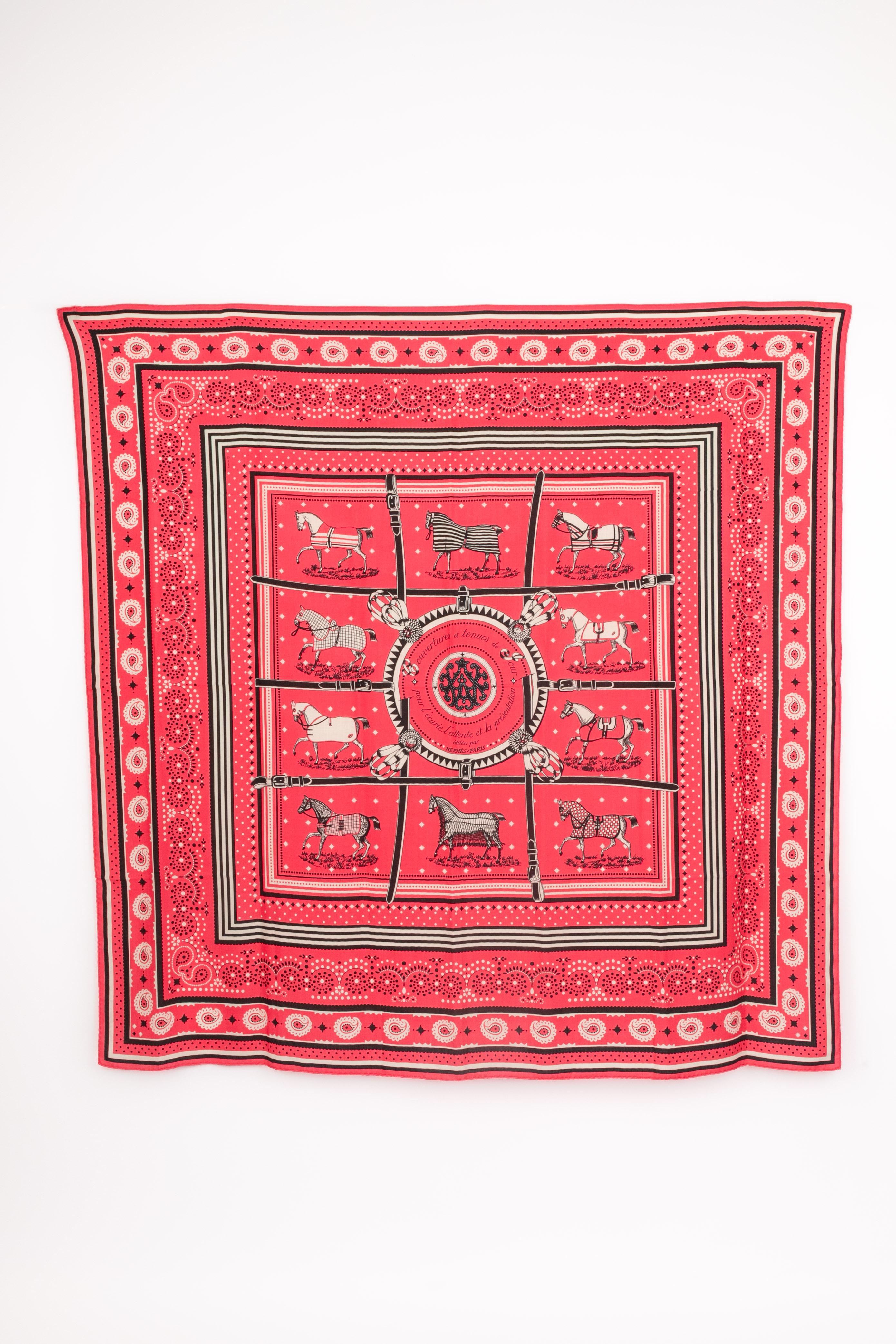 HERMÈS - (Made in France) Silk and cashmere foulard entitled 