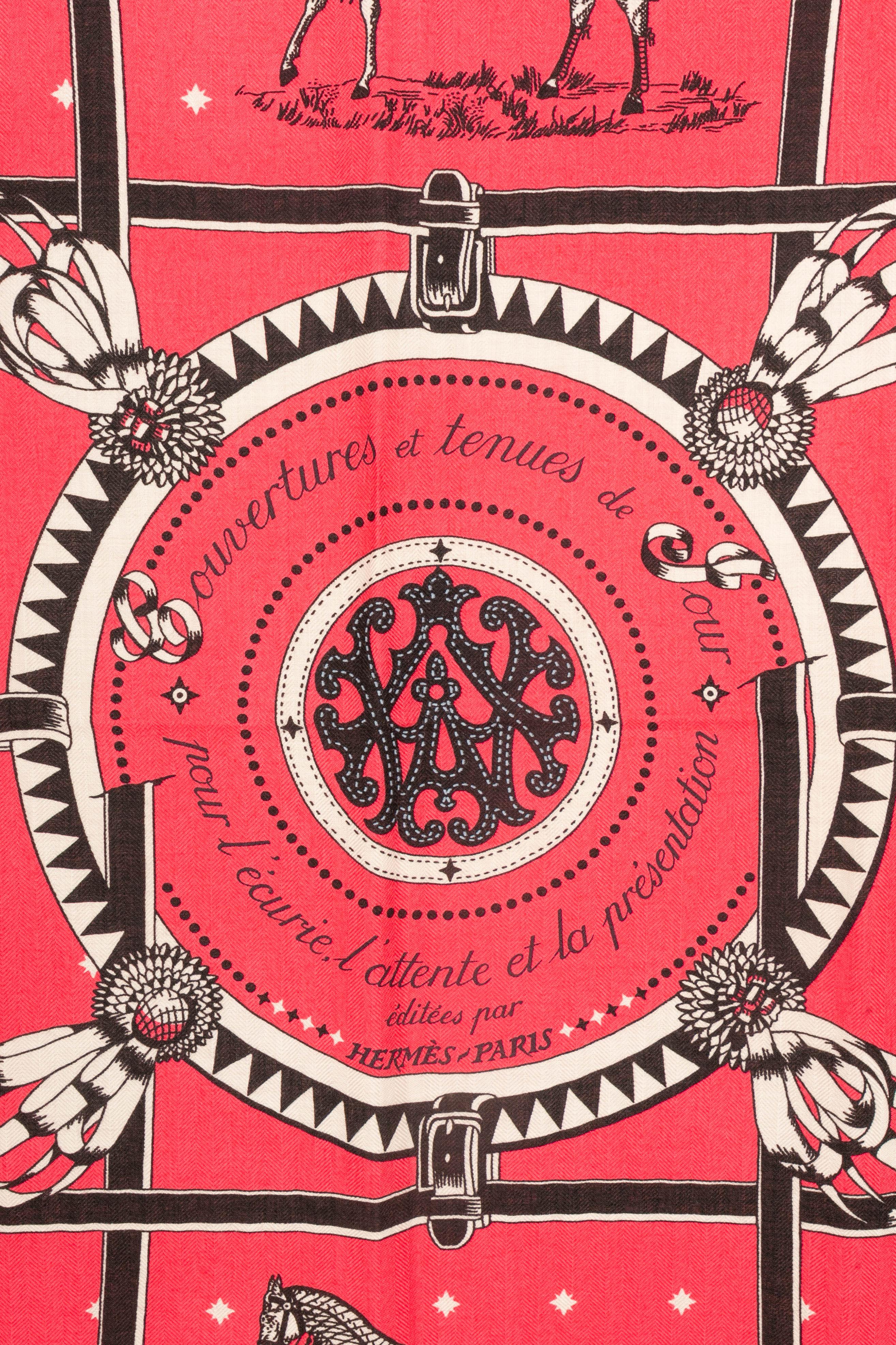 Blanc Hermès foulard 'Blankets and clothes of today' en vente