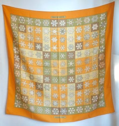 HÈRMES - Cashmere and Silk Scarf "Feux d'Hiver" By Christiane Vauzelles 1981