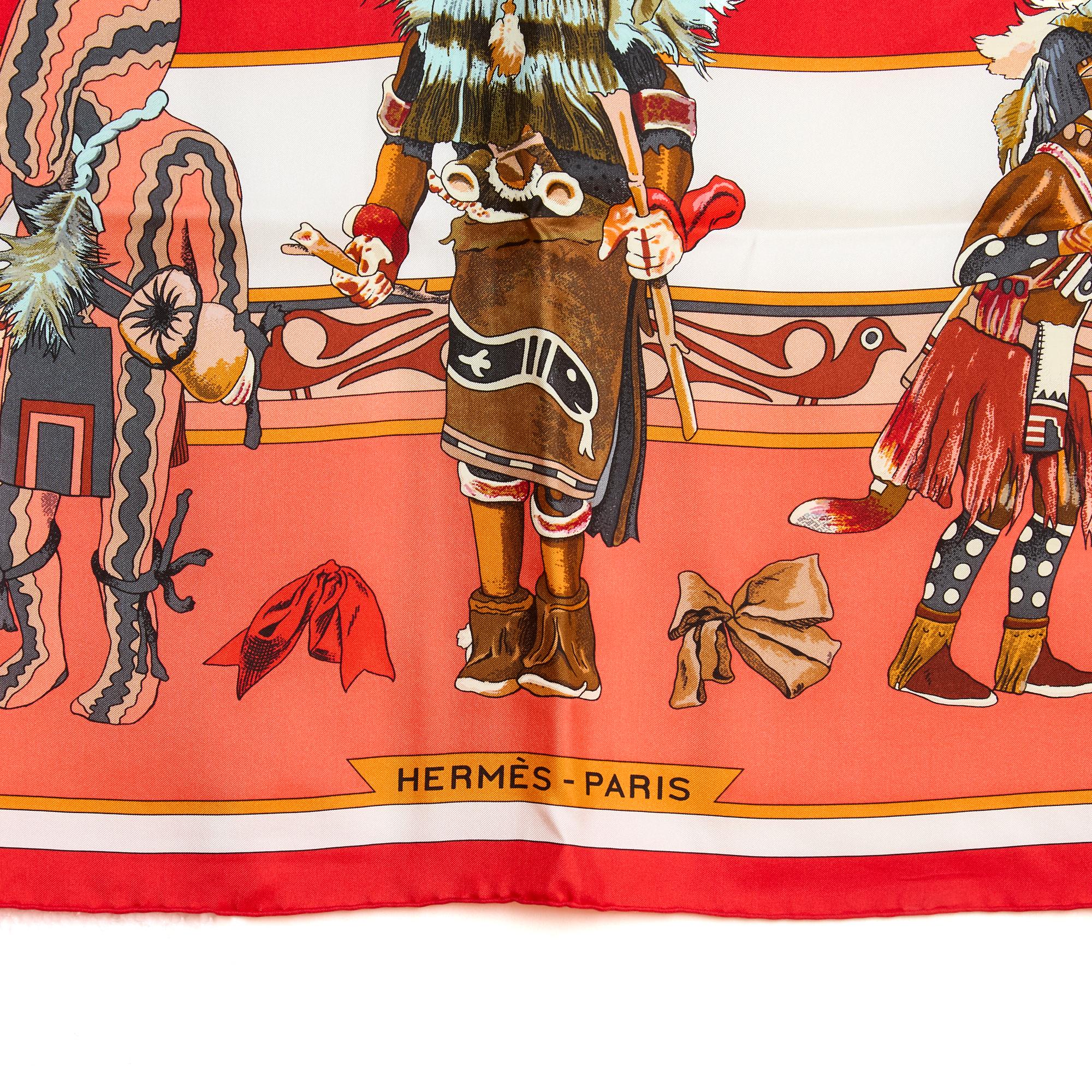 Hermès Foulard Carré 140 Olivier Kermit Kachinas Maxi Silk Scarf Hermes In Excellent Condition In PARIS, FR