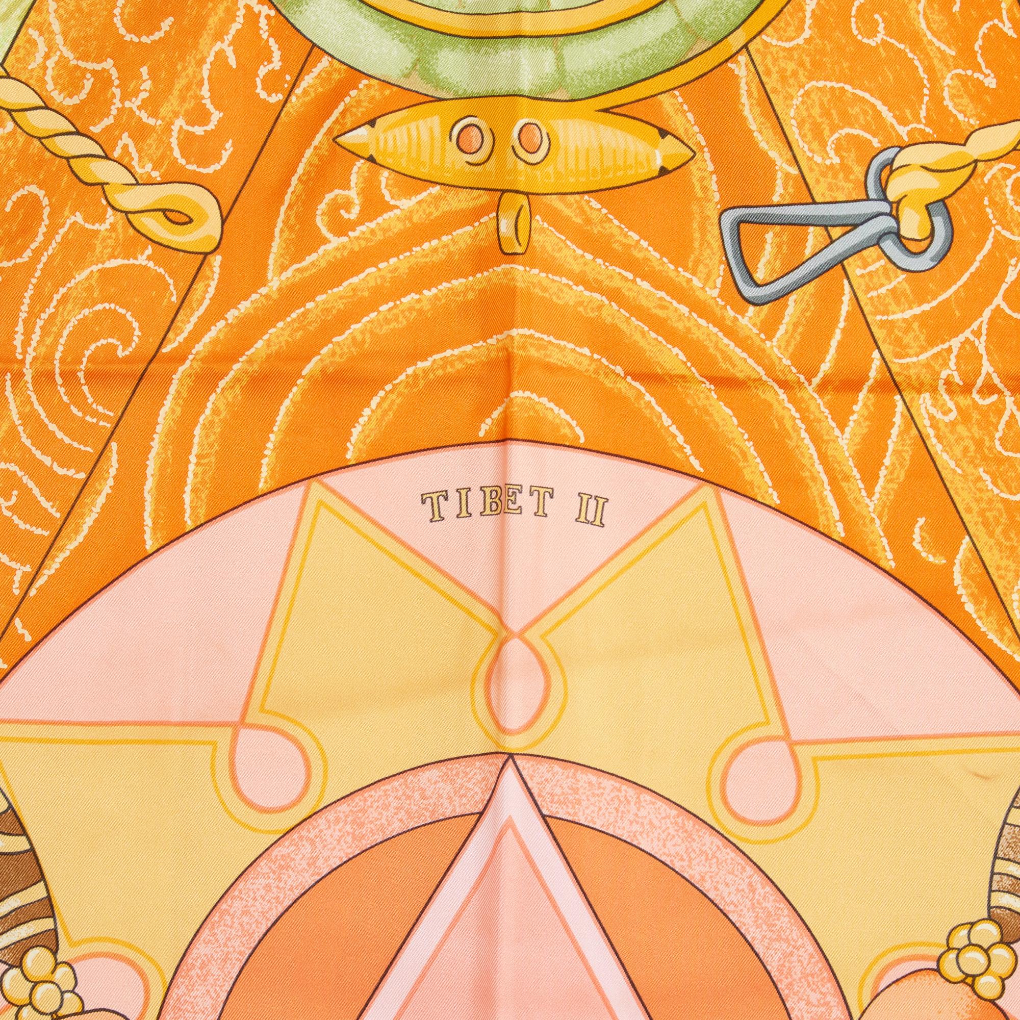 Orange Hermès Foulard Carre 90 Astres et Soleil 1994 Silk Twill Scarf Blue Faivre Herme For Sale