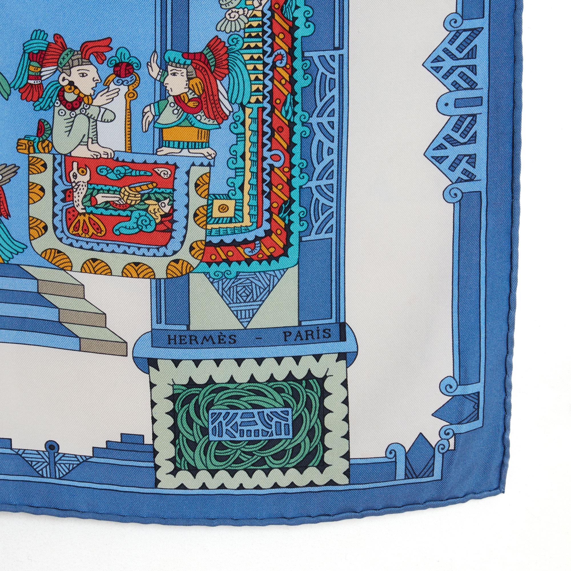 Women's or Men's Hermès Foulard Carre 90 Astres et Soleil 1994 Silk Twill Scarf Blue Faivre Herme For Sale