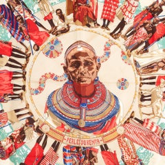 Hermès Foulard Carre 90 Perles du Kenya 1997 Rybaltchenko Bufanda de sarga Hermes
