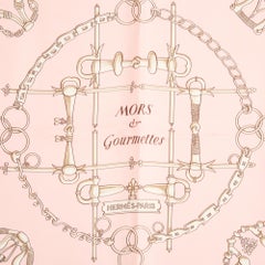 Hermès Foulard Carré 90 Mors et Gourmettes Pink Silk Twill Scarf Carre Hermes