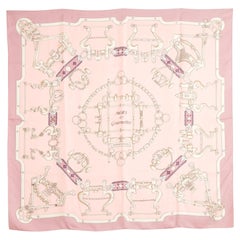 Hermès Foulard Carré 90 Mors et Gourmettes Pink Silk Twill Scarf Carre Hermes