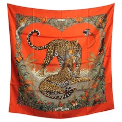 HERMÈS - Iconic silk scarf 90x90 "Jungle Love" By Robert Dallet