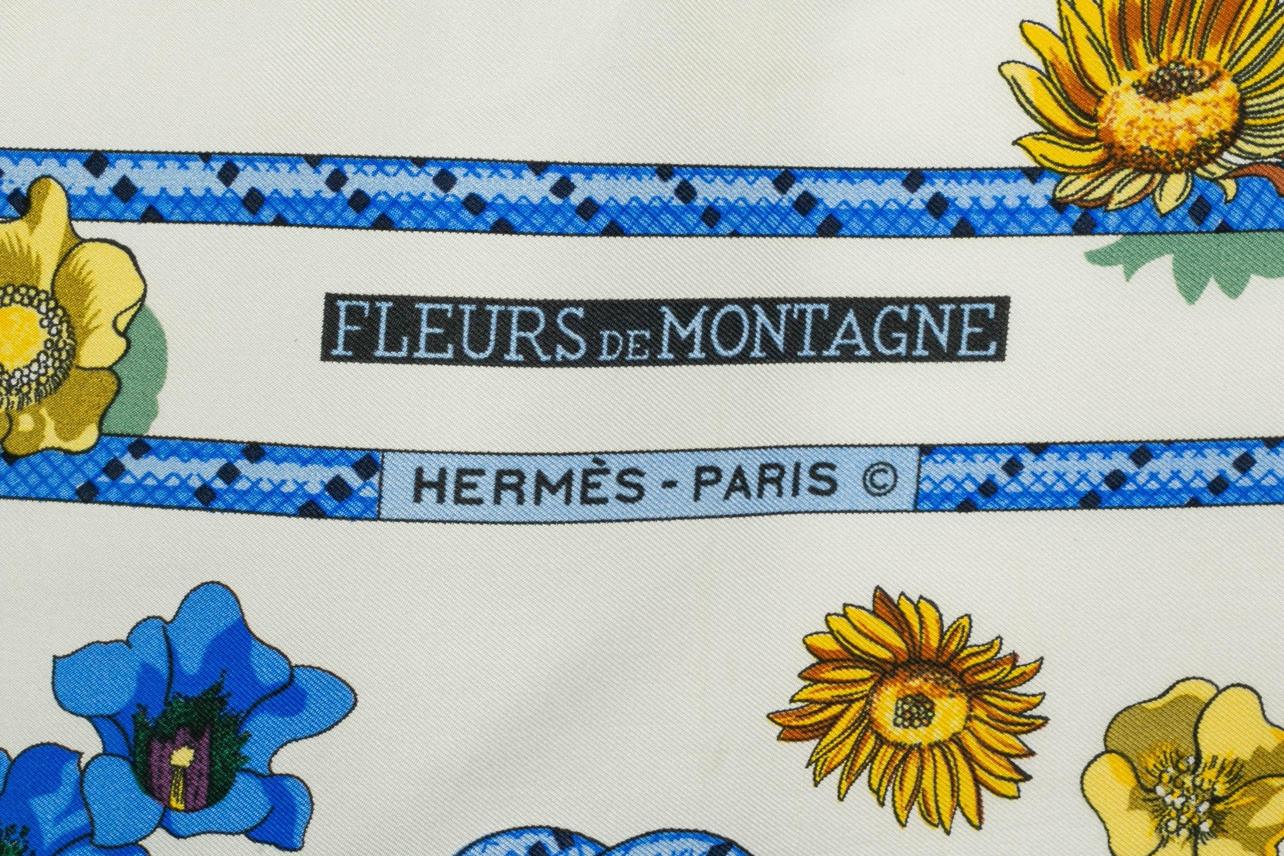 Foulard Hermès 'Flores de montaña Gris en venta