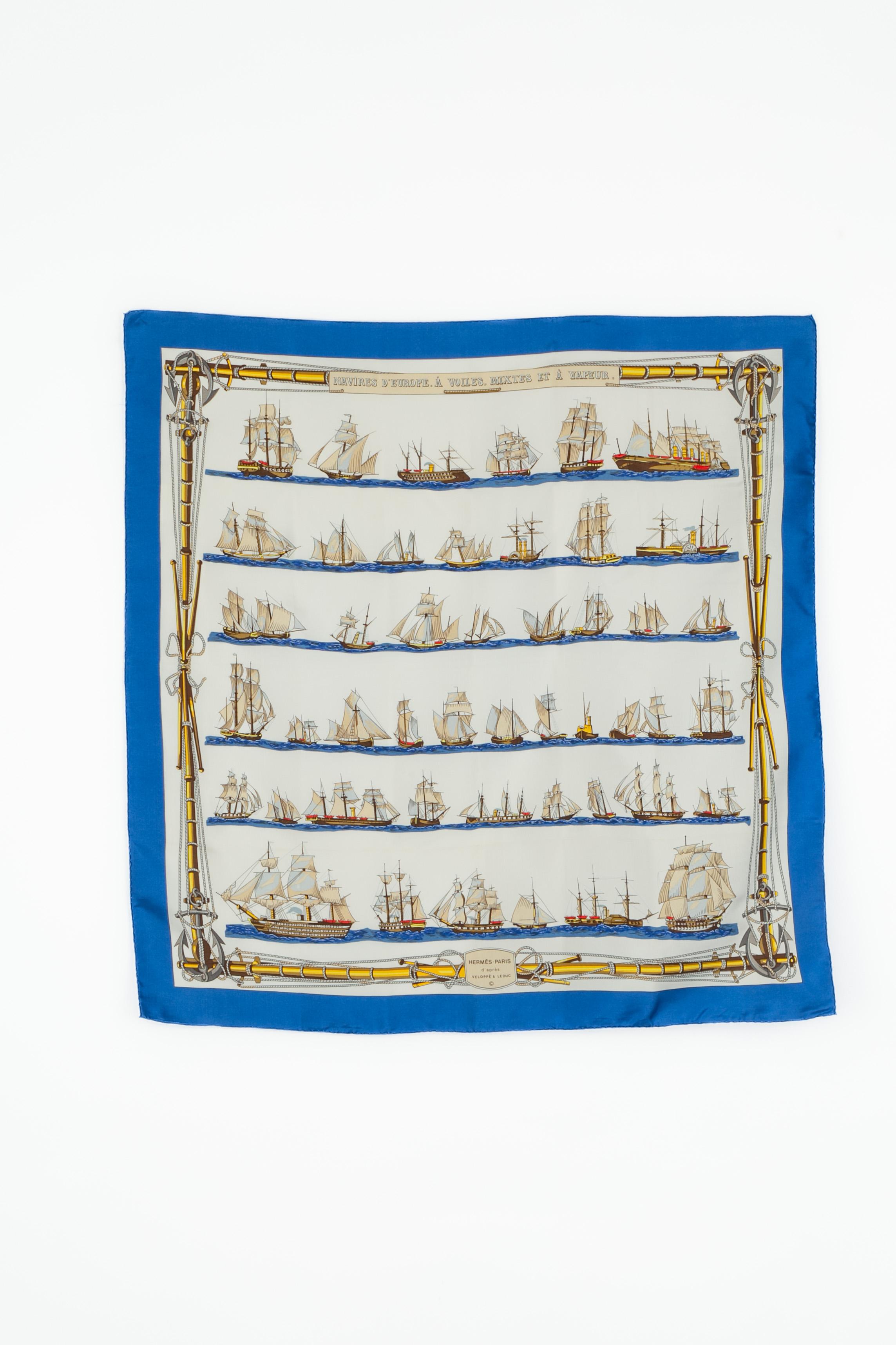 HERMÈS - (Made in France) Silk twill foulard topstitched by hand with the 
