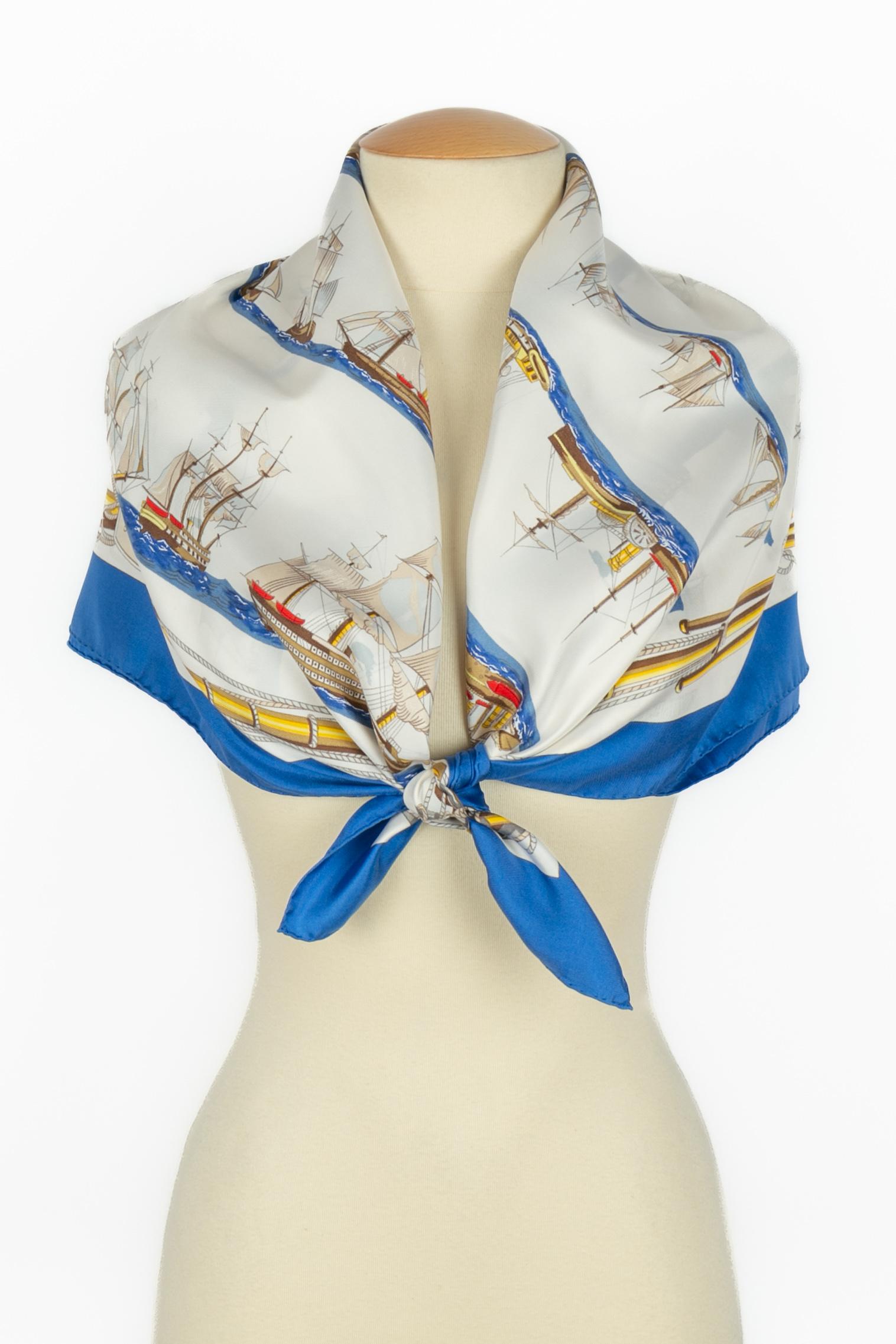 Hermès foulard 'Navires d'Europe à voiles mixtes et à vapeur For Sale 1