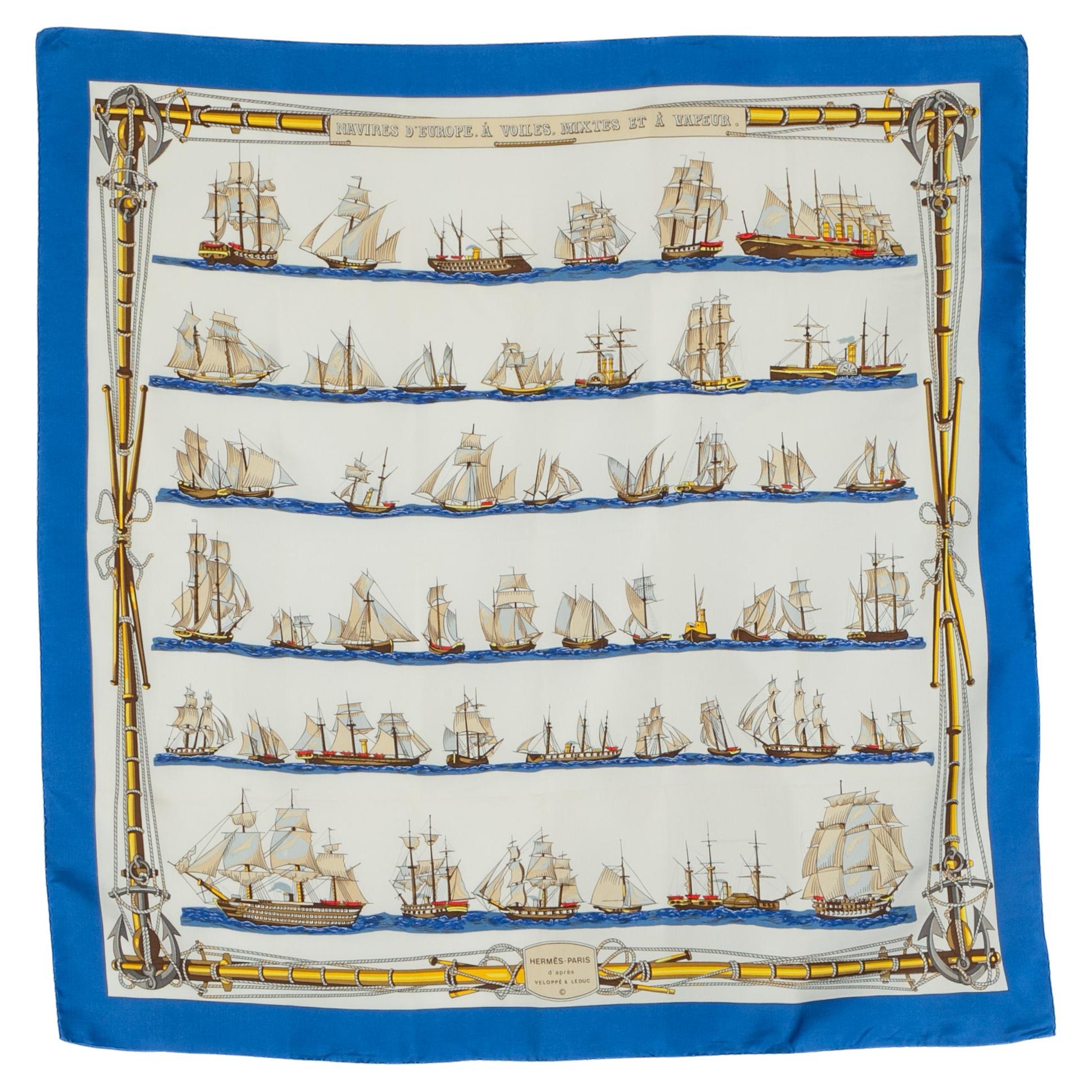 Hermès foulard 'Navires d'Europe à voiles mixtes et à vapeur For Sale