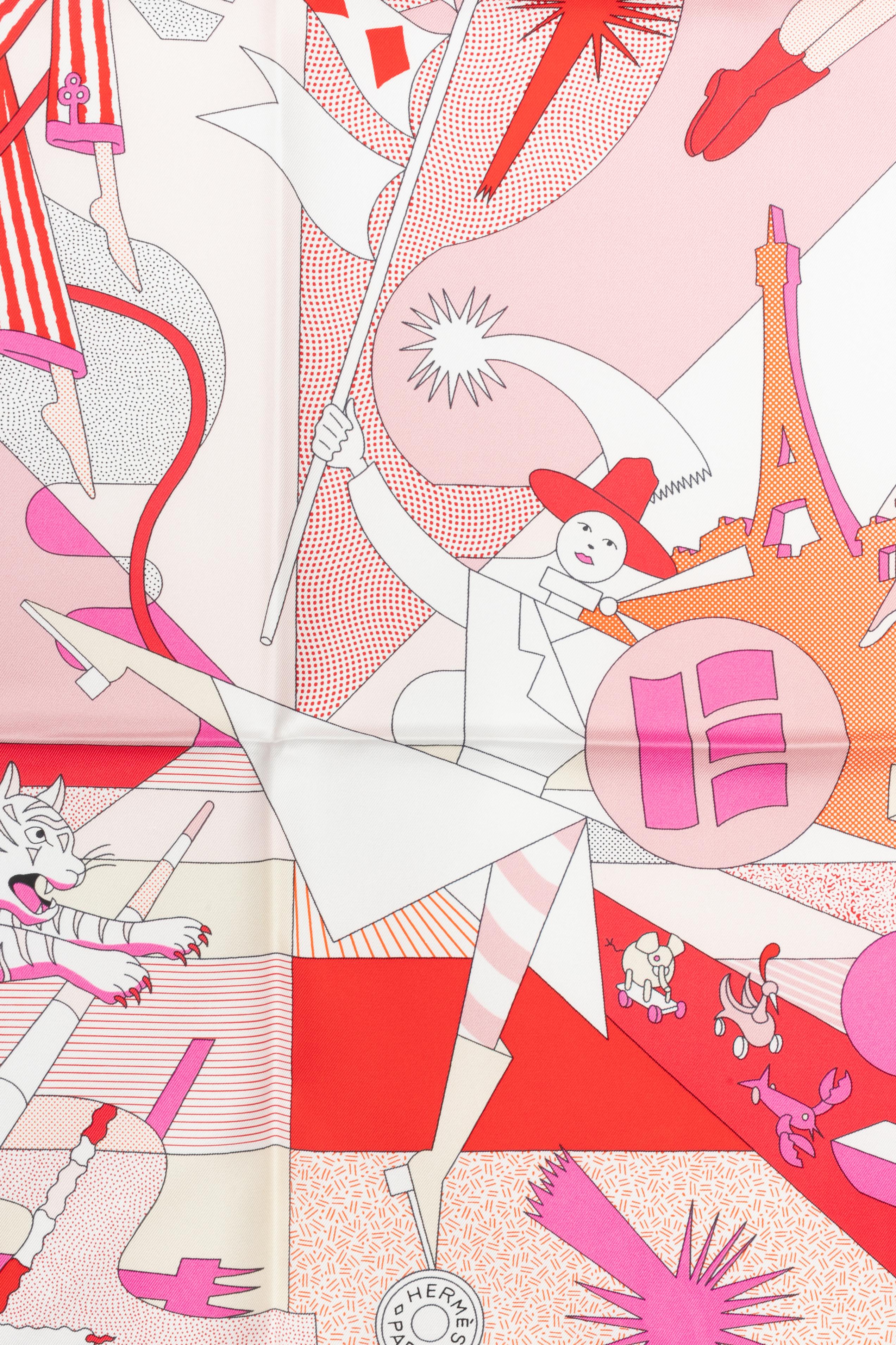 Hermès foulard / scarf 'ça décoiffe' Beige en venta