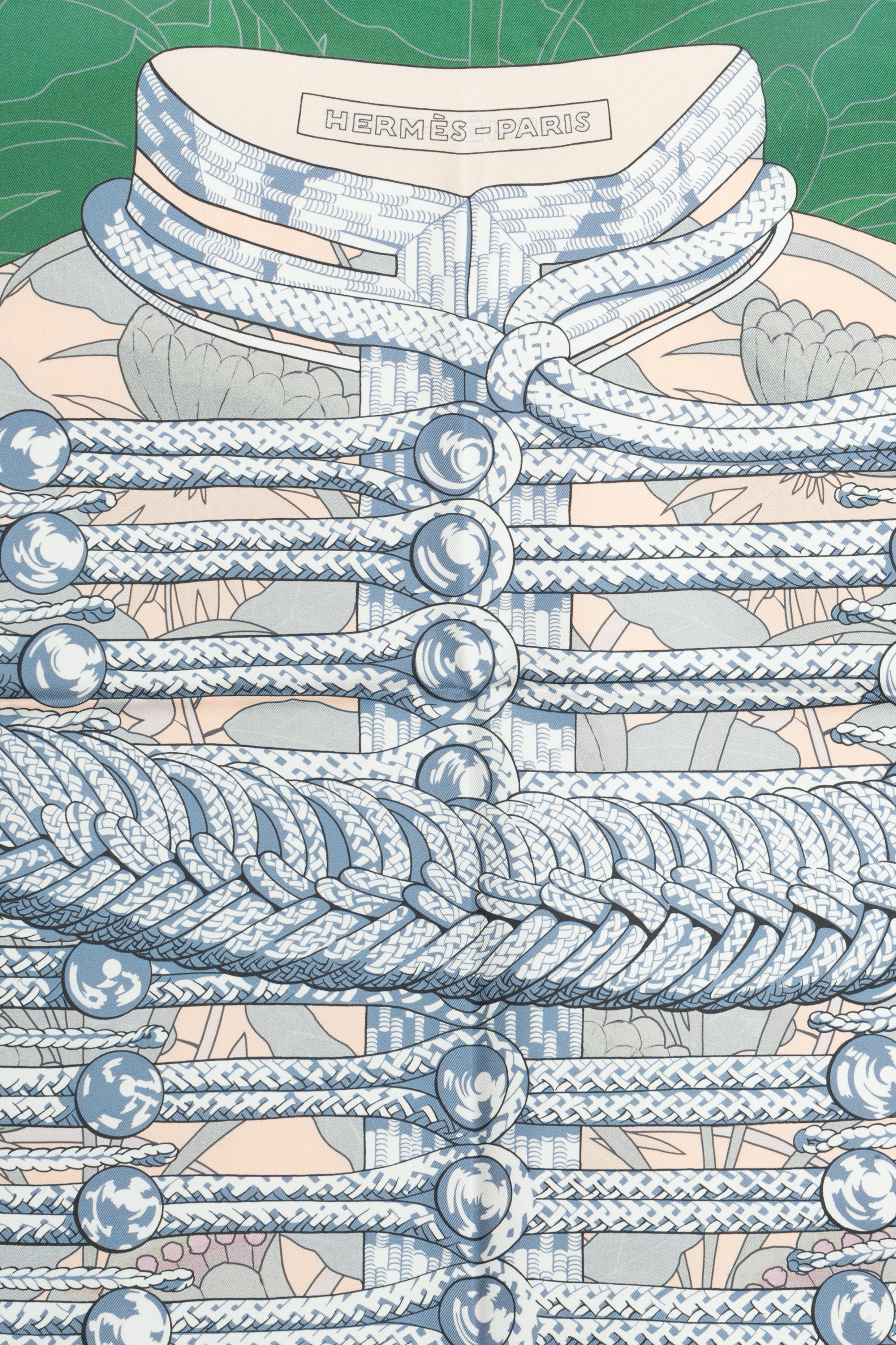 Hermès foulard / scarf 'flower brandenburgs' dual-sided en venta 4